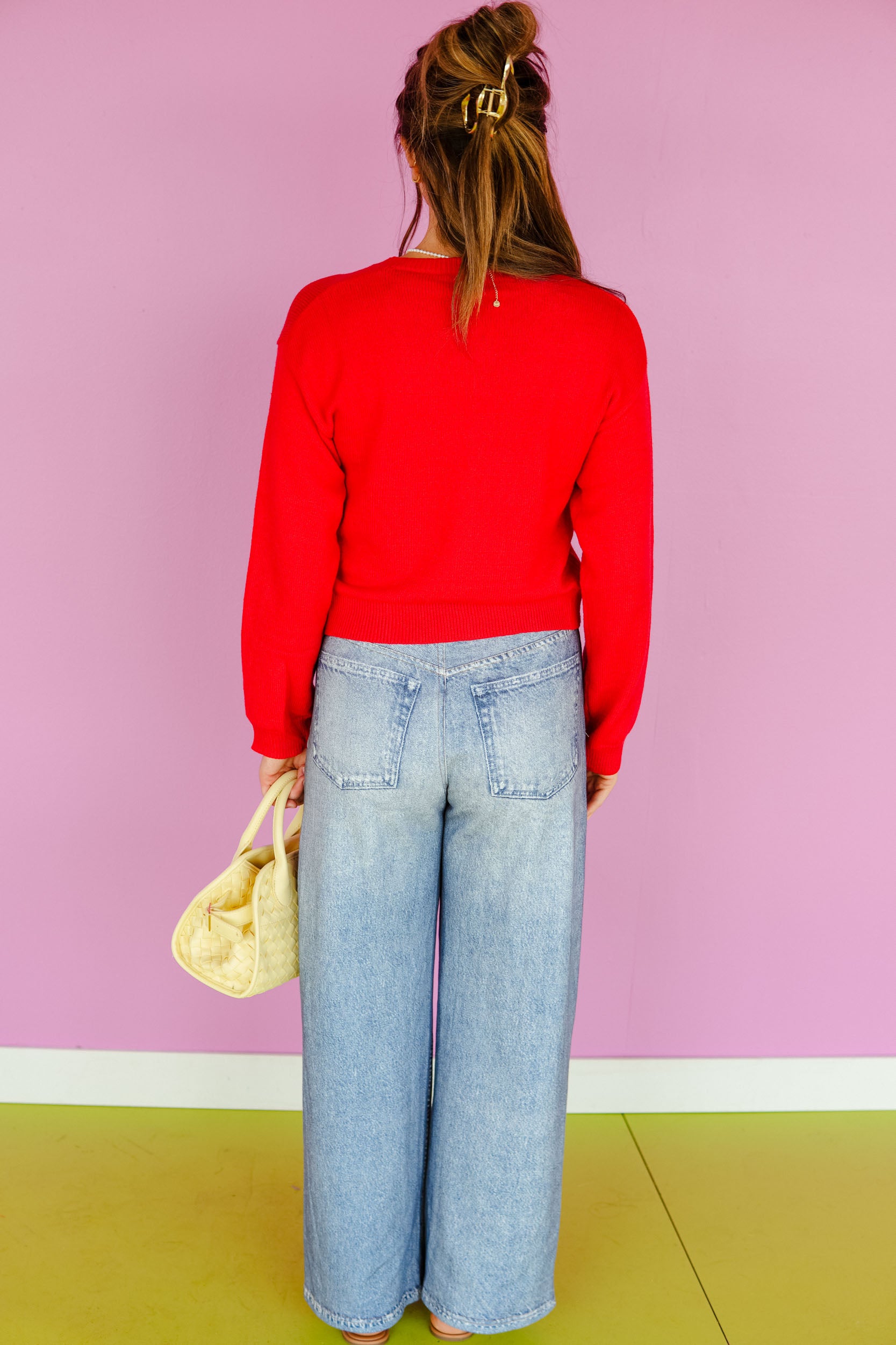 Ruby Rainbow Button Cardigan - True Red