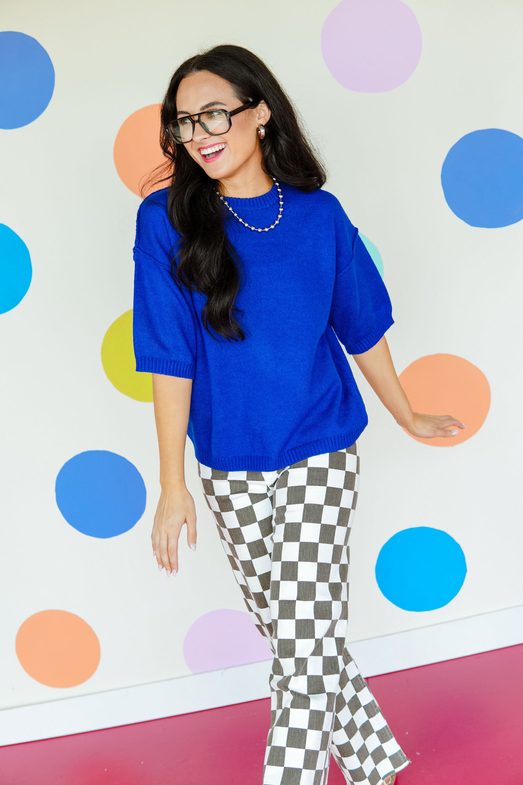 Something Blue Raw Edge Sweater - Bright Navy