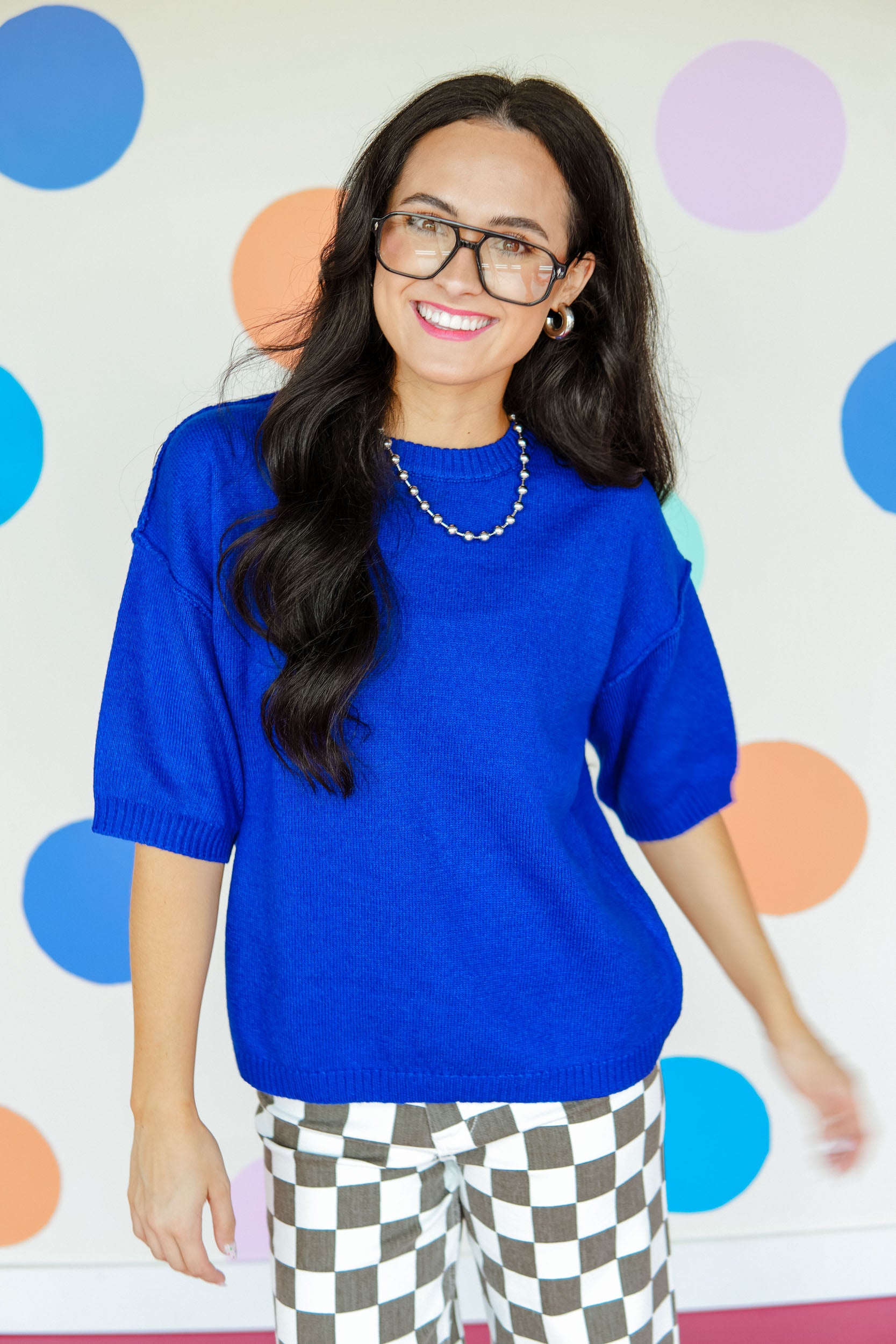 Something Blue Raw Edge Sweater - Bright Navy