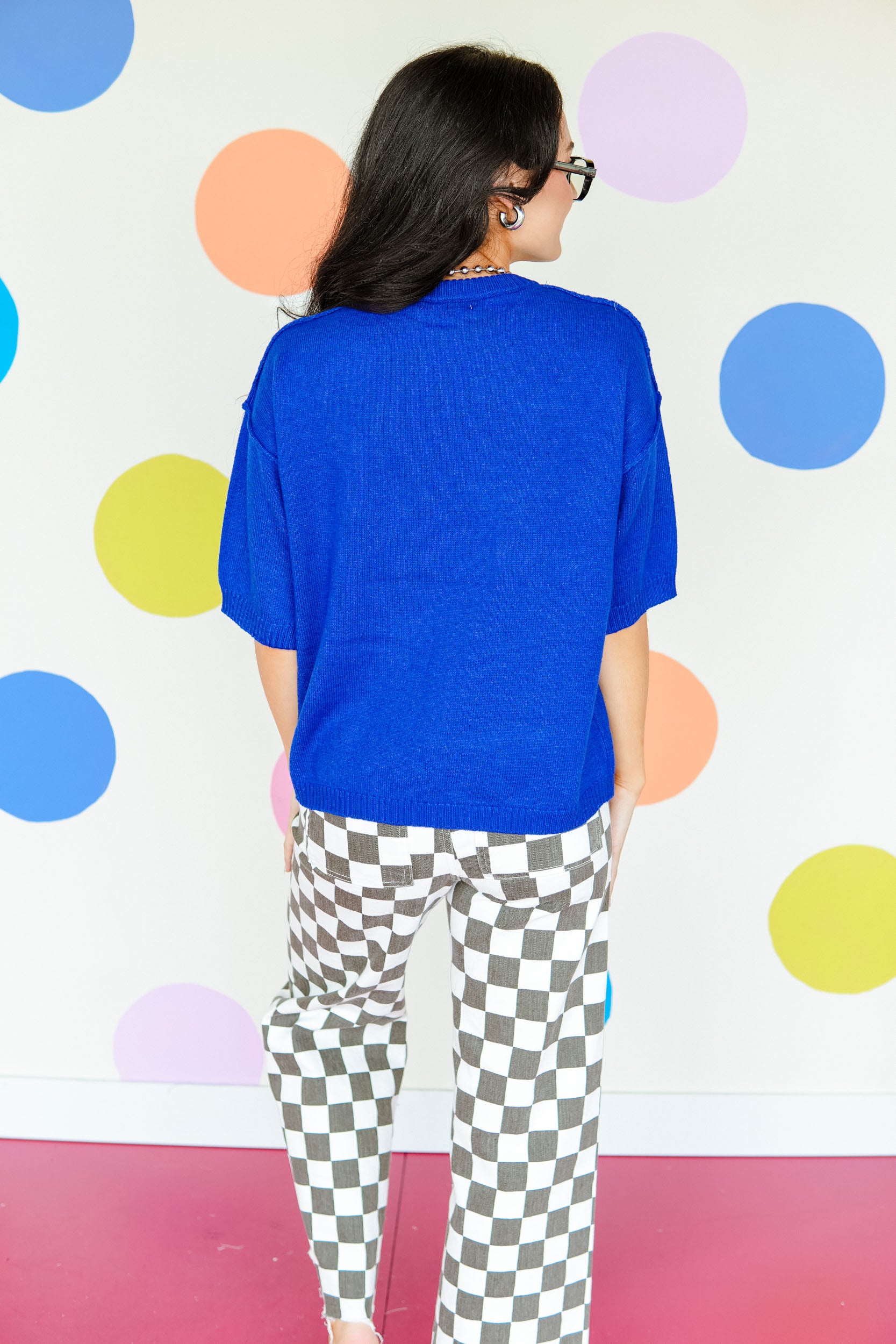 Something Blue Raw Edge Sweater - Bright Navy