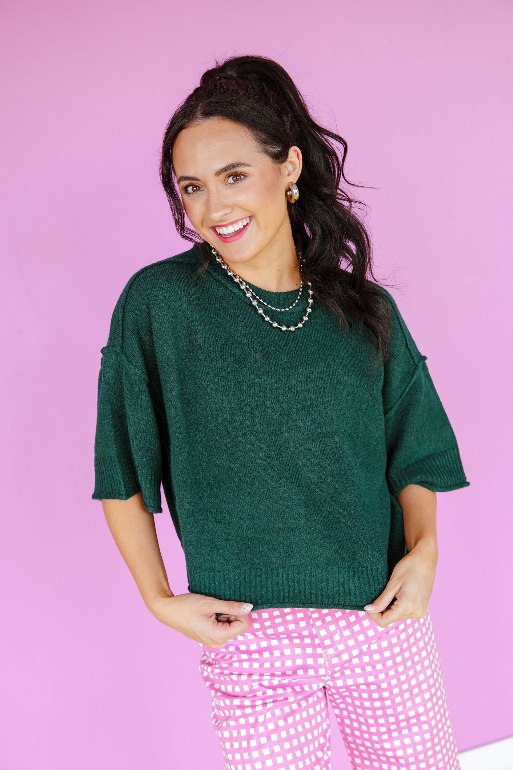 Lucky Charm Crewneck Sweater - Pine / Forest Green