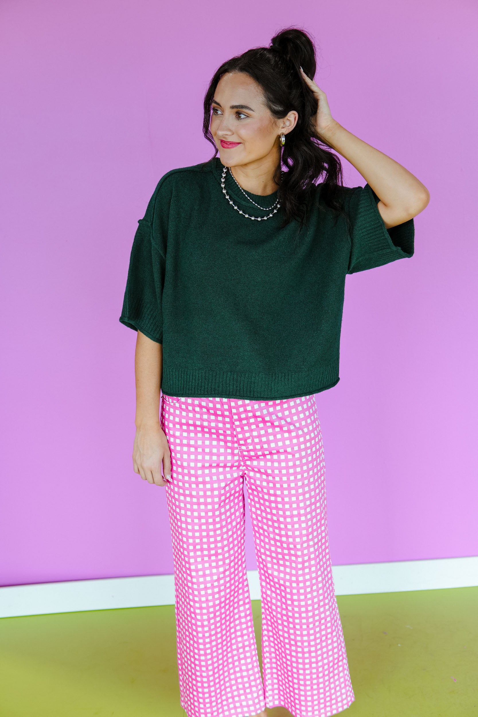 Lucky Charm Crewneck Sweater - Pine / Forest Green
