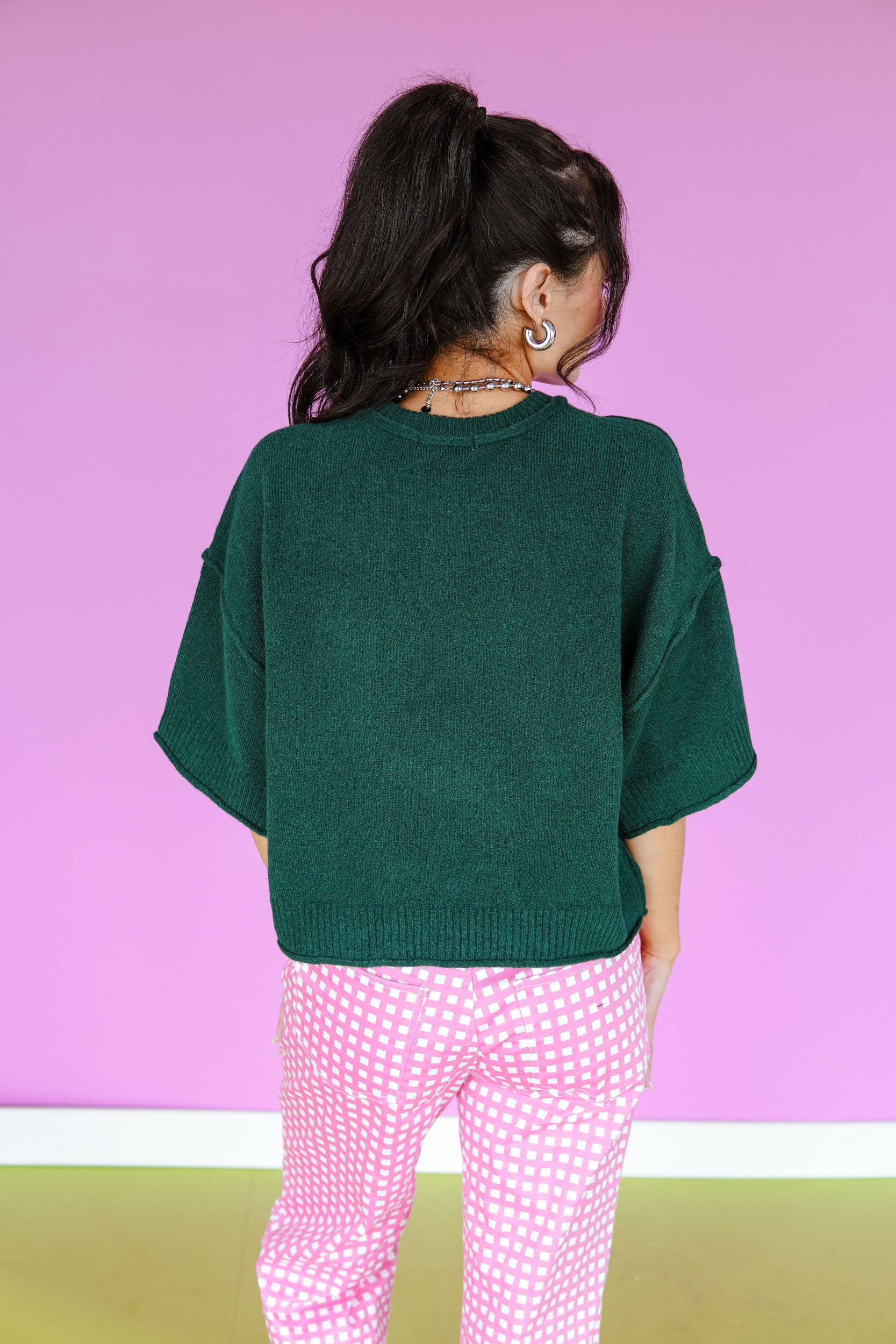Lucky Charm Crewneck Sweater - Pine / Forest Green