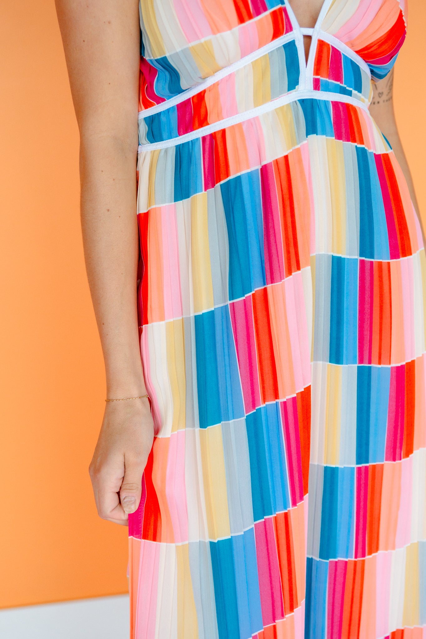 rainbow pleated maxi dress Rachel Zoe's Rainbow Metallic Pleated Maxi Dress