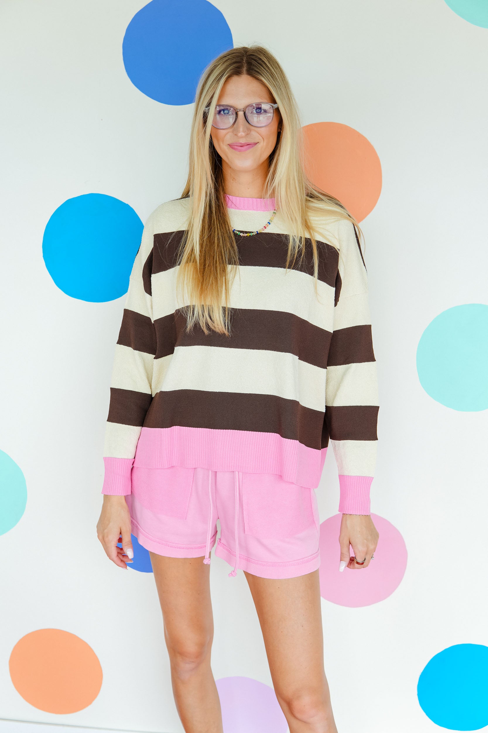 Audrey Color Block Sweater - Brown Combo