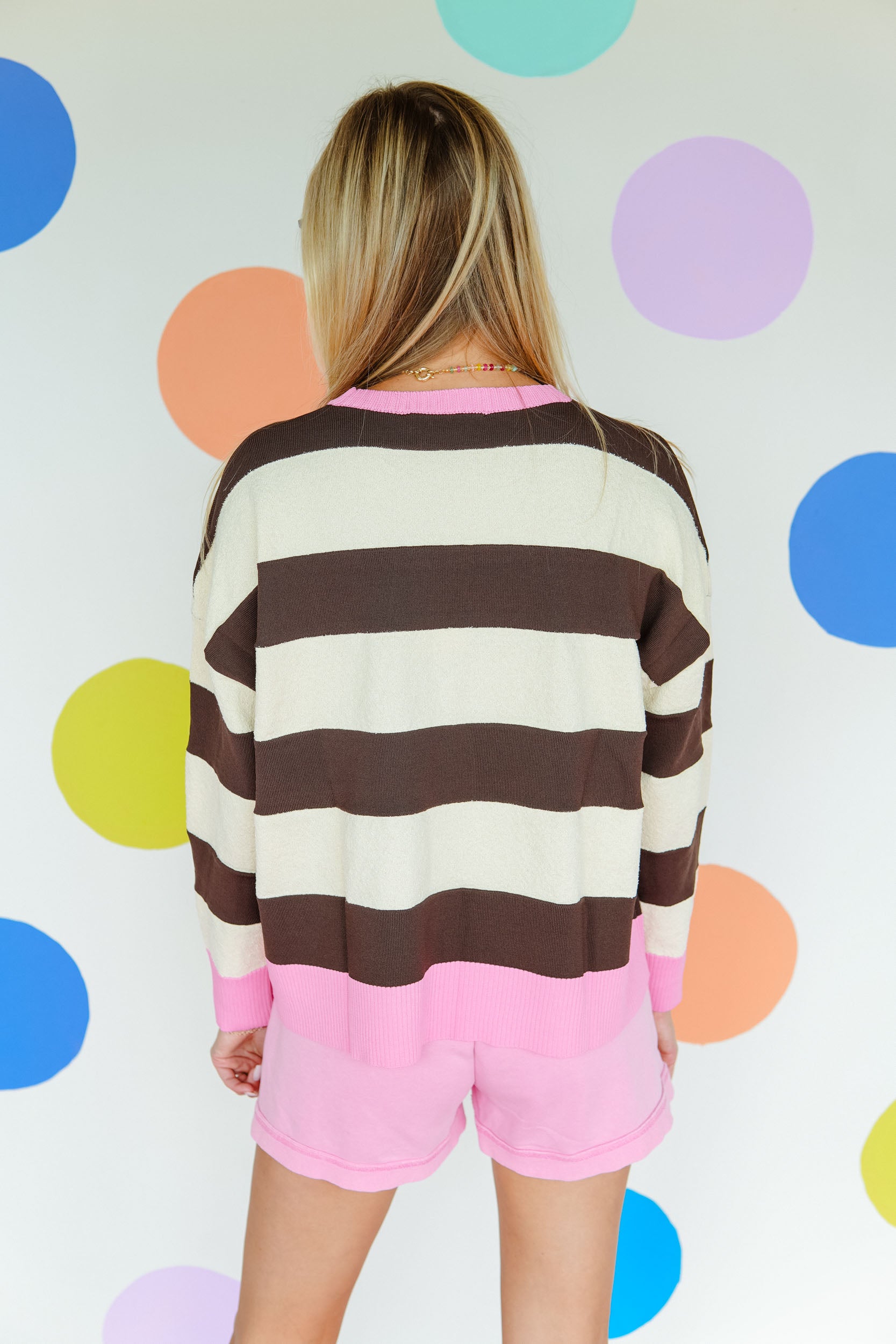 Audrey Color Block Sweater - Brown Combo