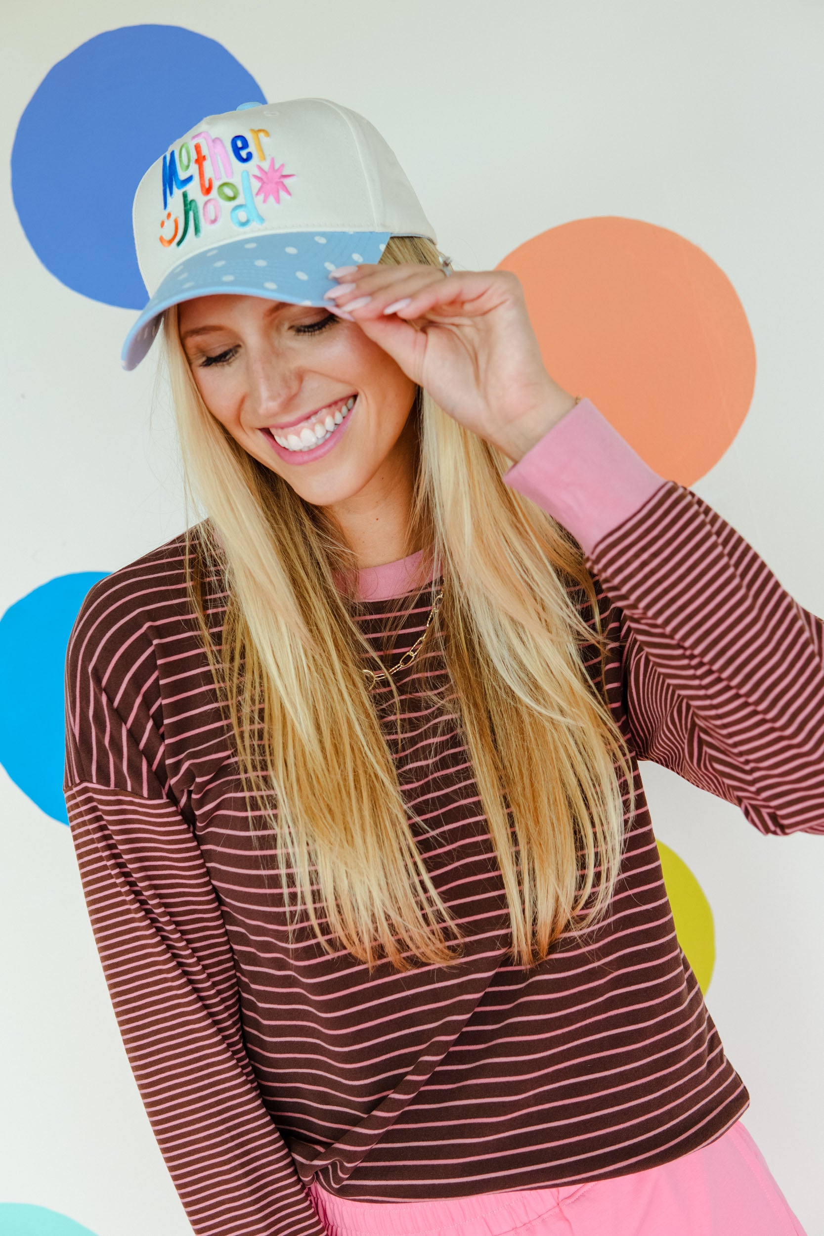 Motherhood Trucker Hat - Powder Blue + Cream