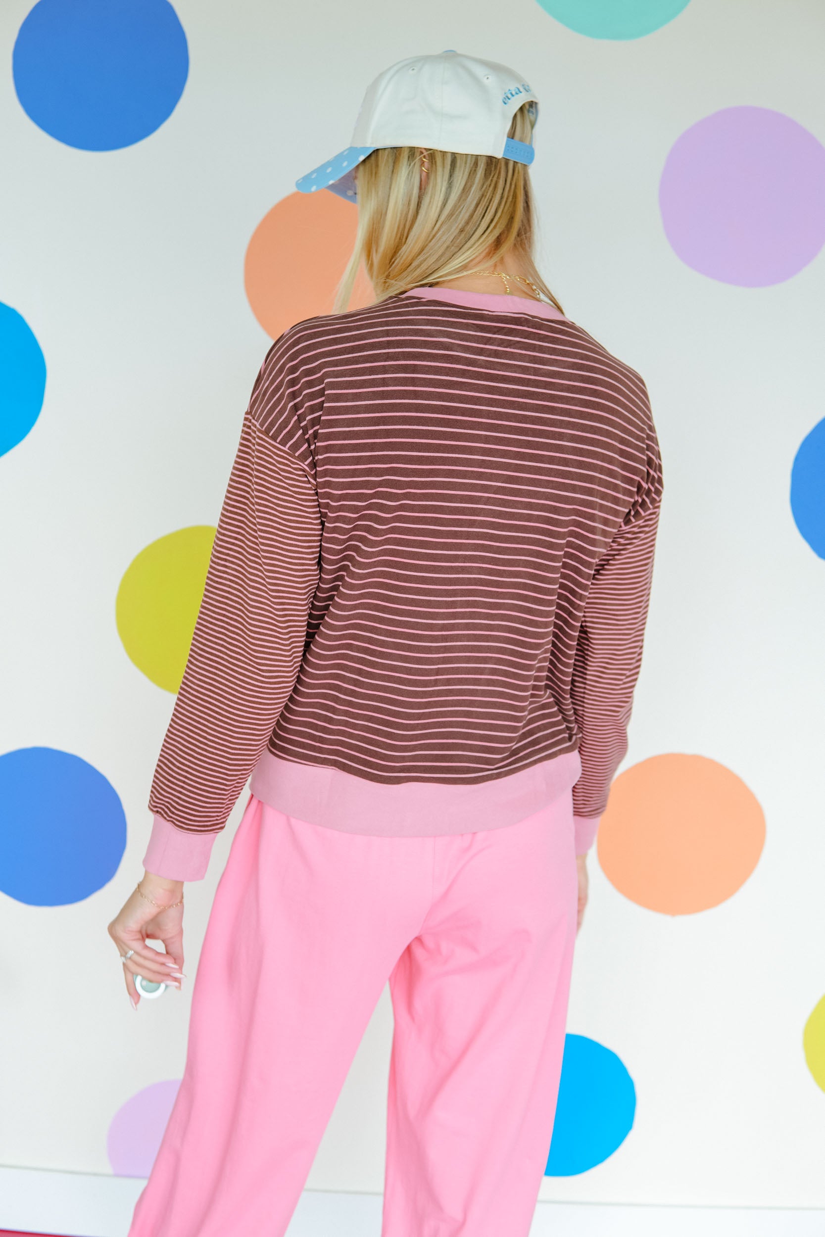 Sweet Eloise Contrast Striped Sweater - Dark Clover + Rose Brown