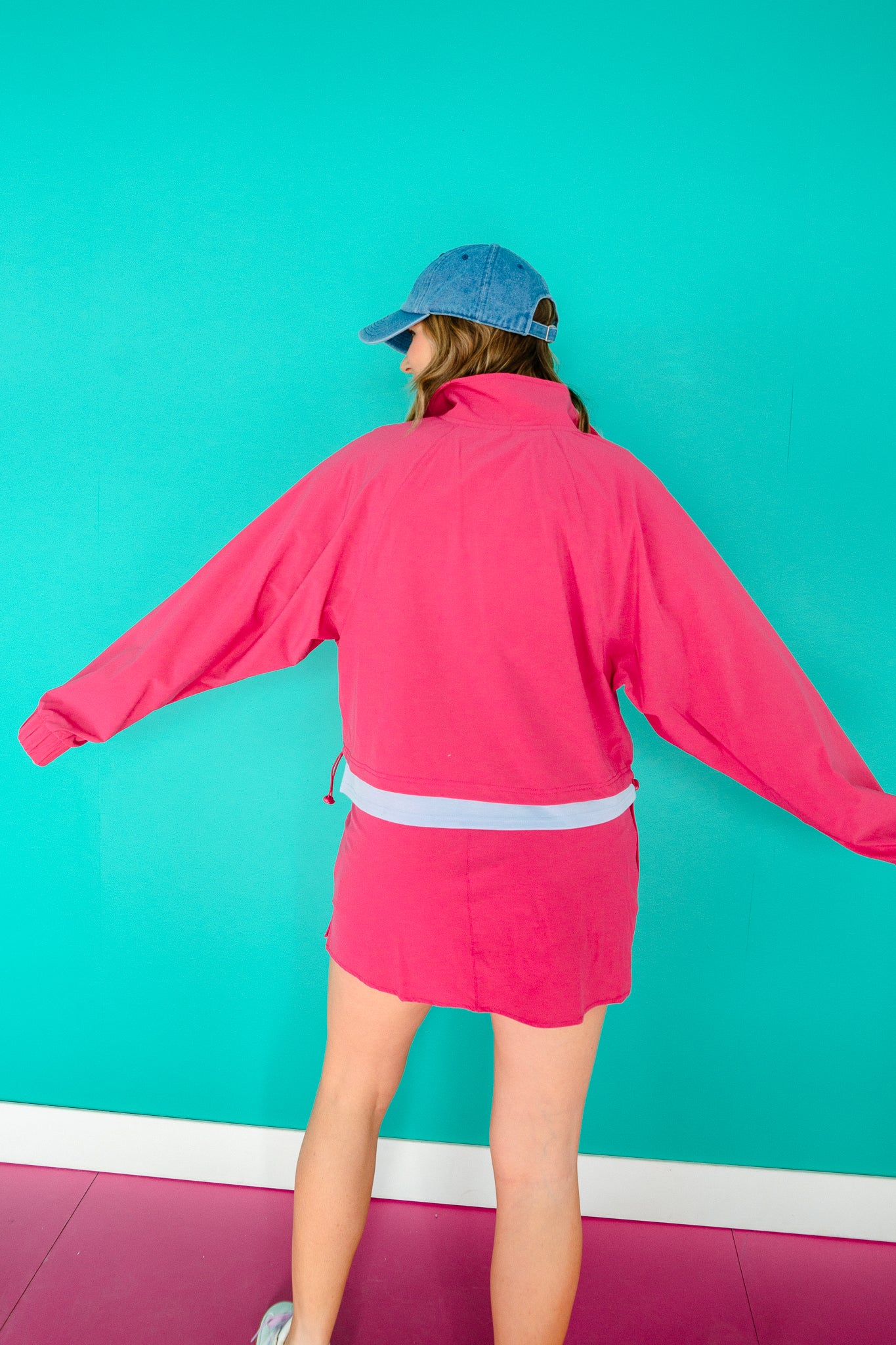 Aleah Half Zip Pullover and Skort Set - Berry