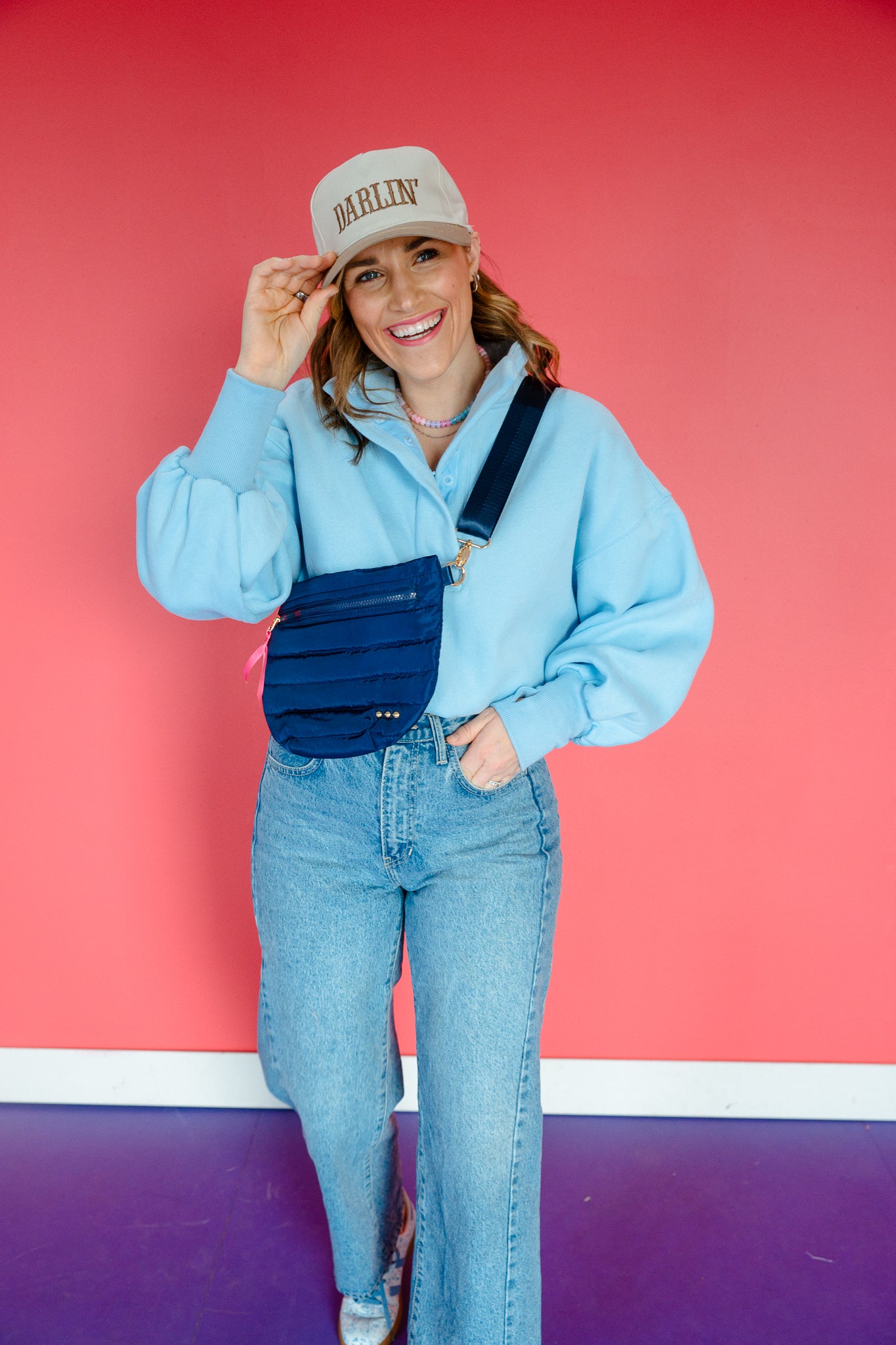 Izzy Button Pullover - Pastel Blue