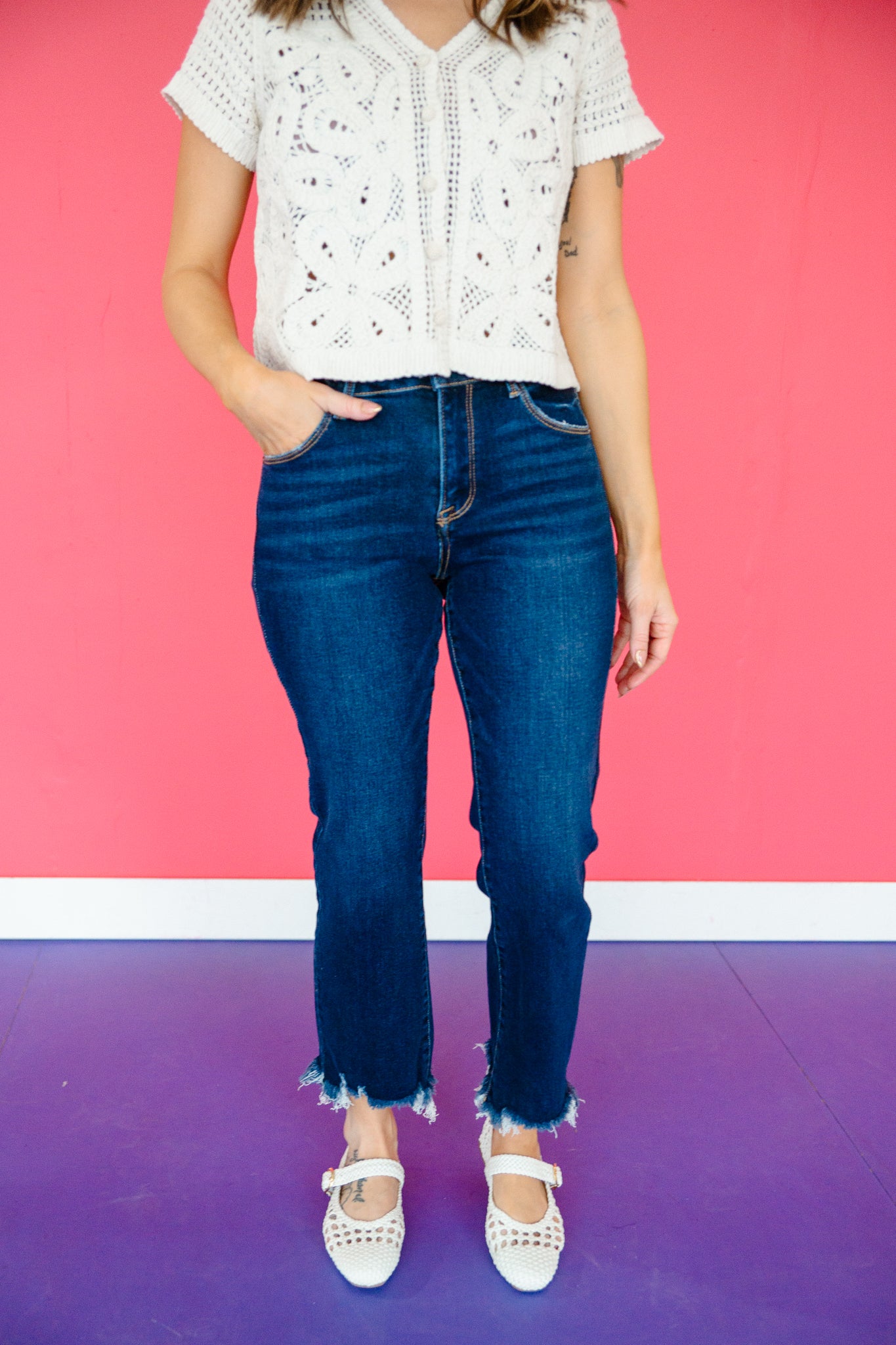 Charity Slim Straight Jeans - Dark Wash