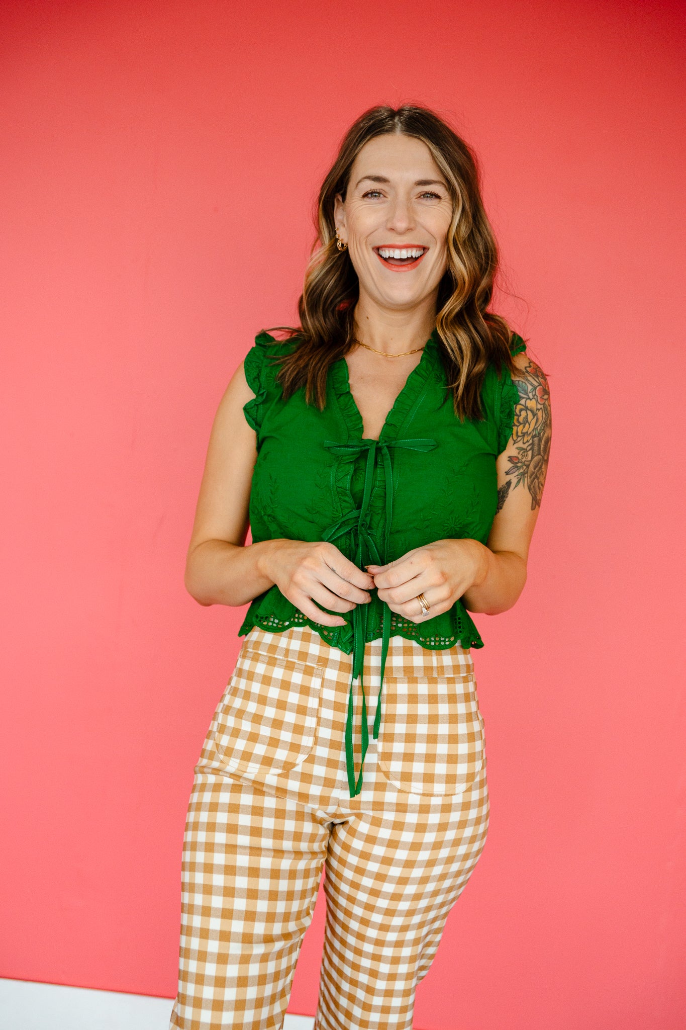 Edith Ruffle Front Tie Babydoll Top