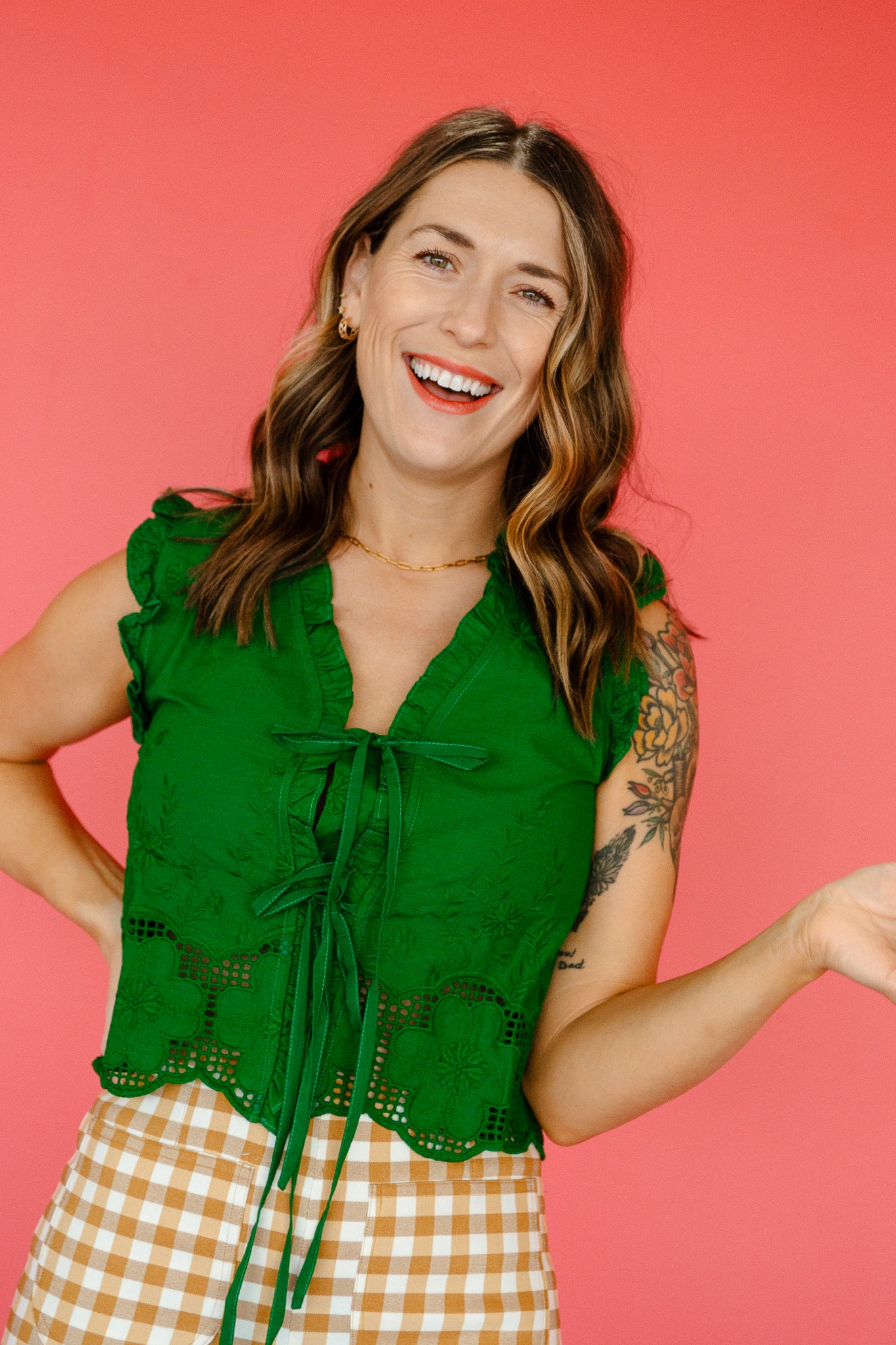 Edith Ruffle Front Tie Babydoll Top