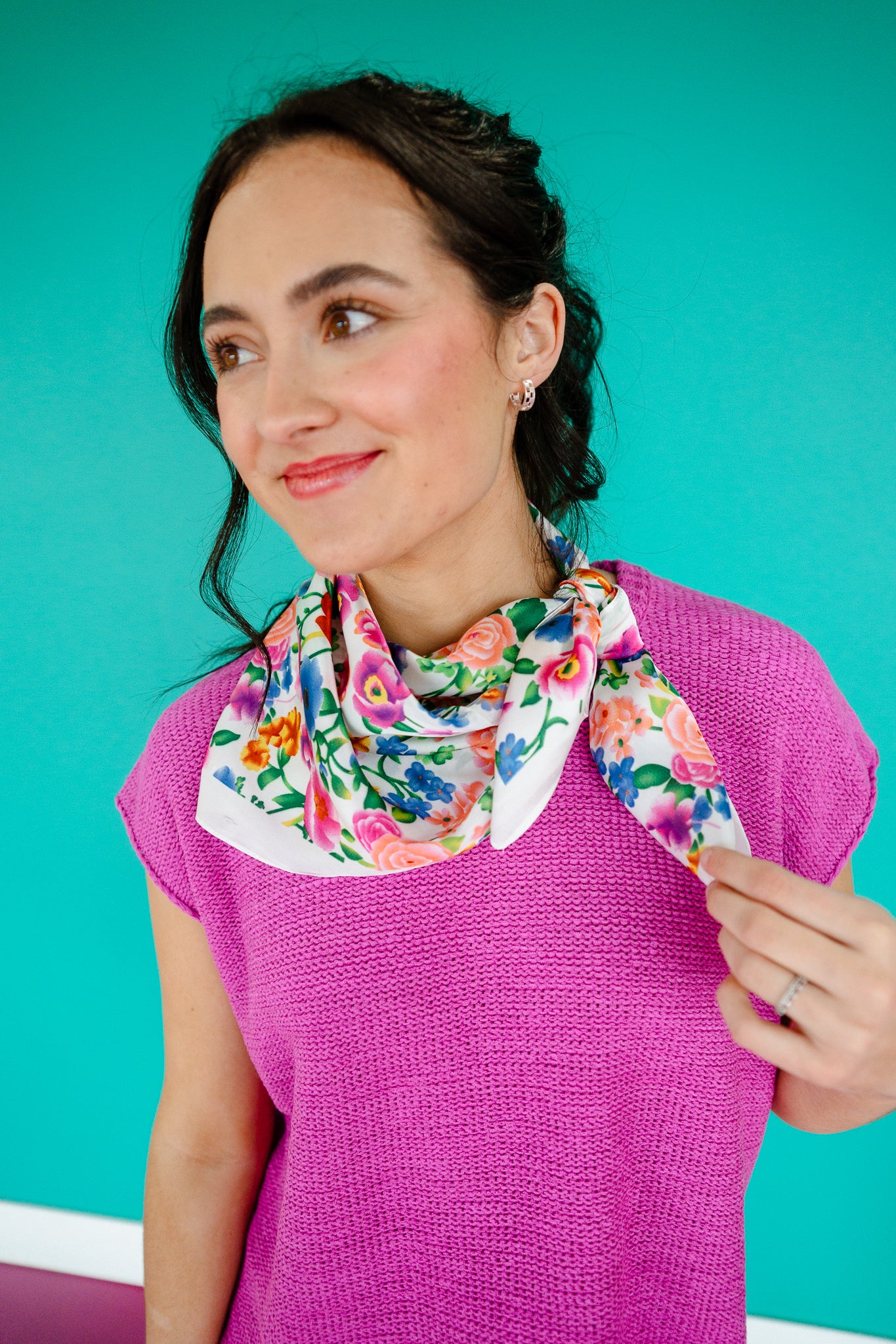 Colette Floral Silky Bandana Scarf - Multi