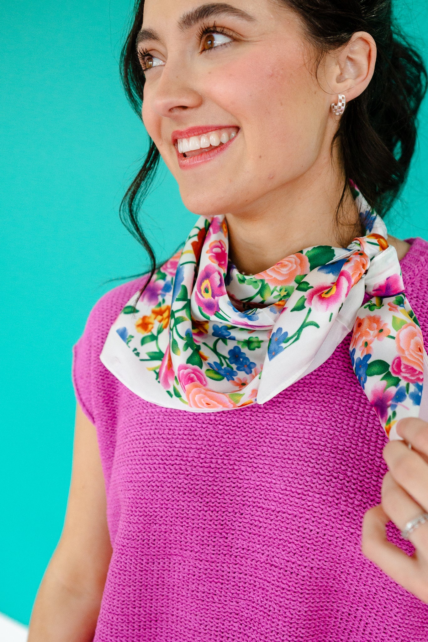 Colette Floral Silky Bandana Scarf - Multi