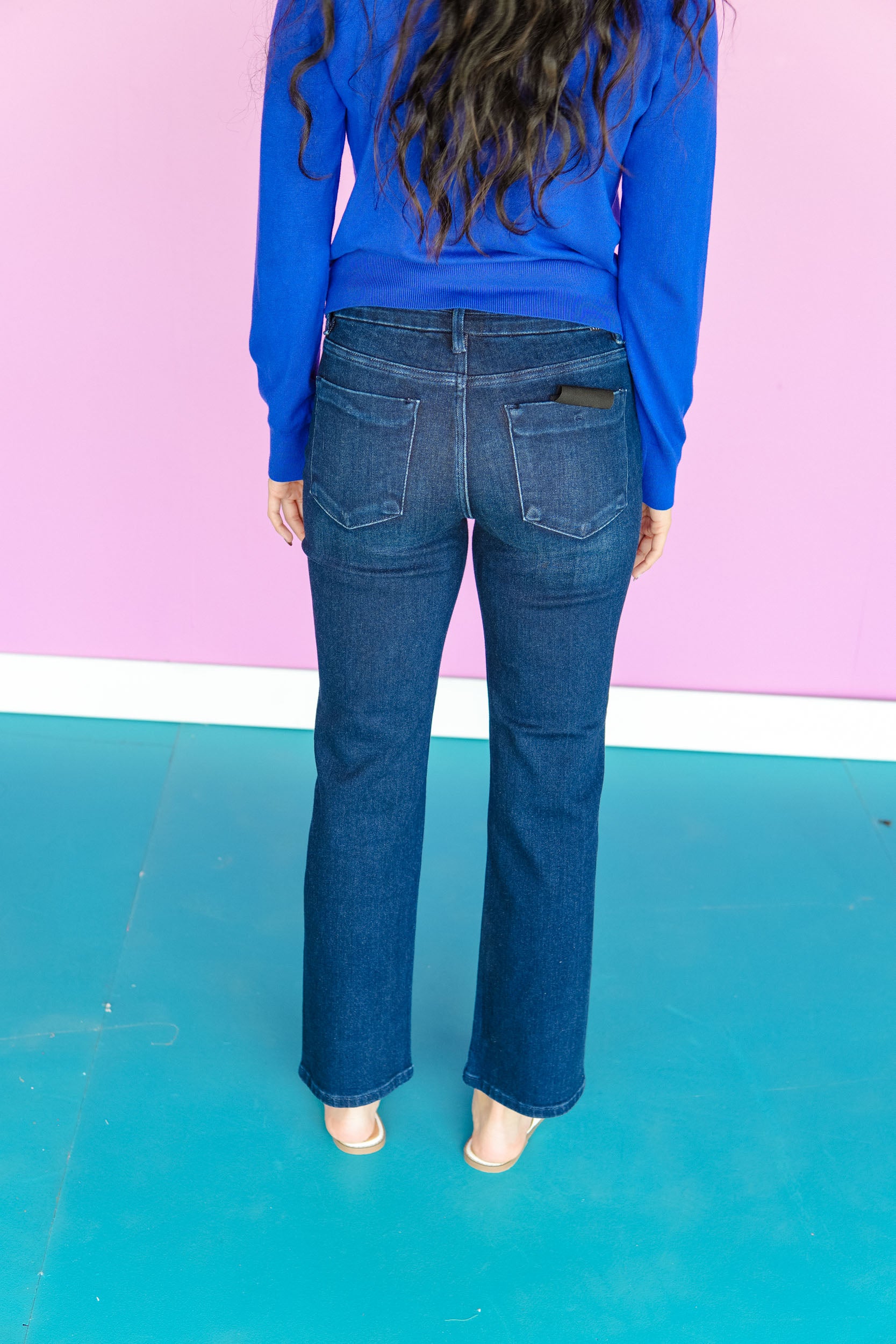 [Risen] Saphire Mid Rise Straight Jeans - Dark Wash