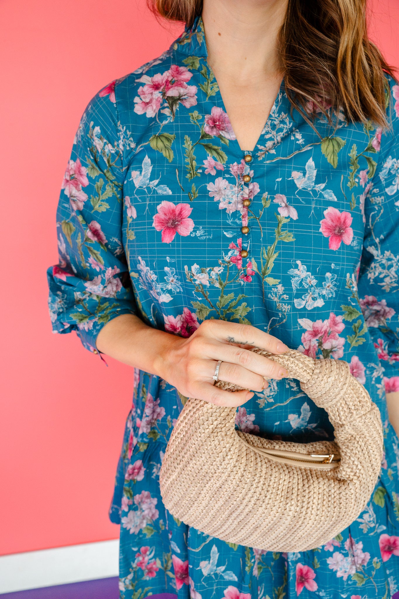 Renae Floral Mini Dress - Kingfisher + Amethyst