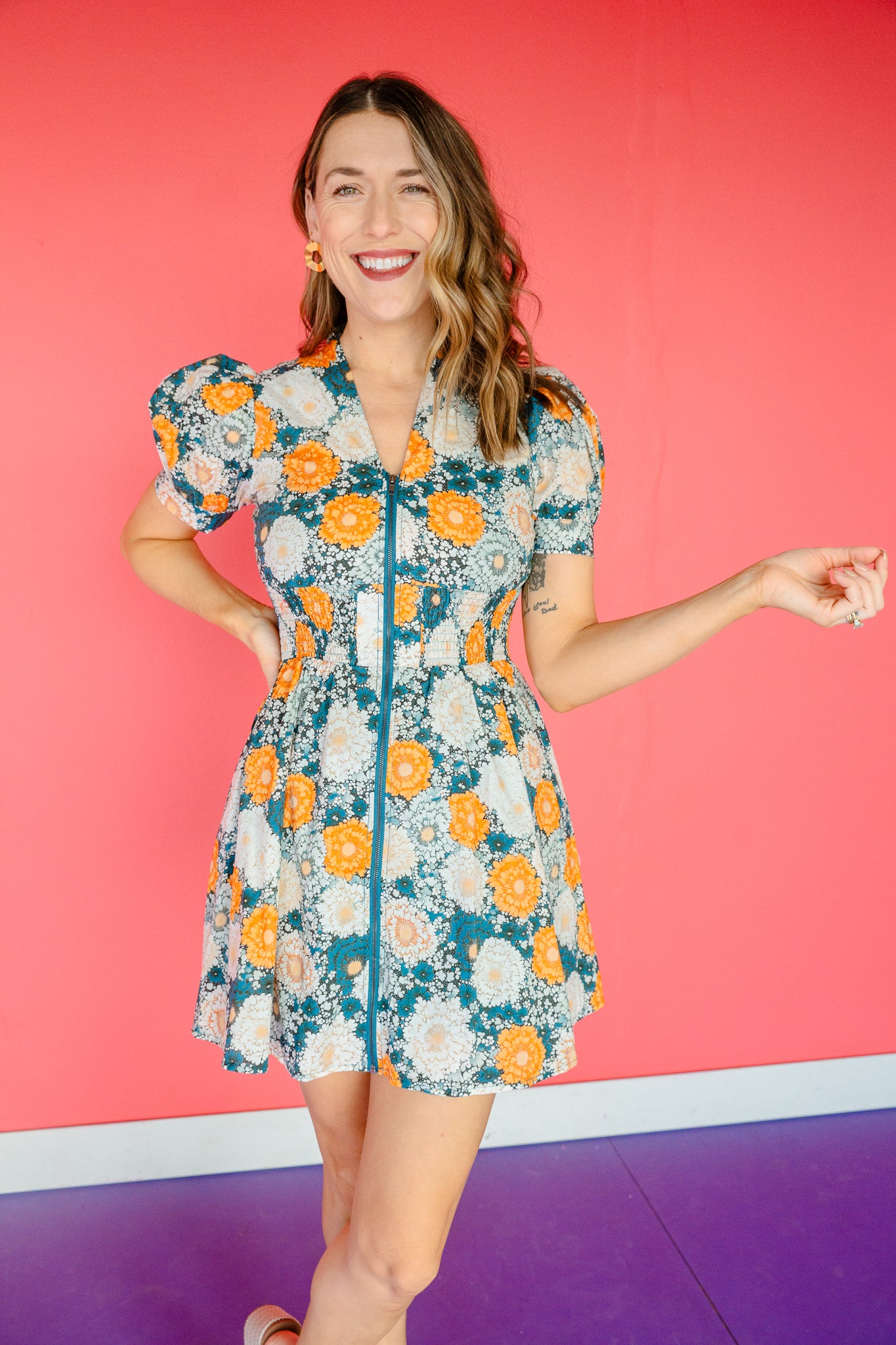 Hollis Zip Mini Dress - Kingfisher + Saffron