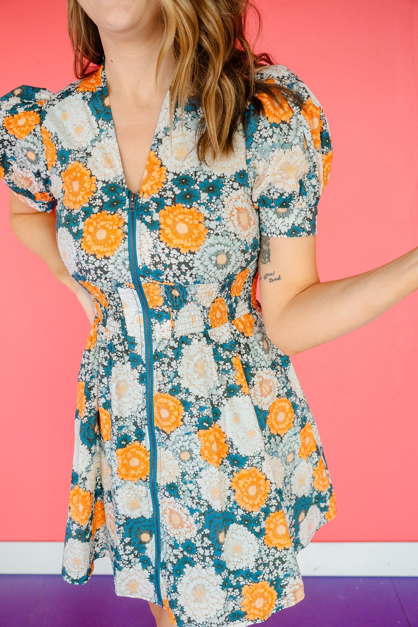 Hollis Zip Mini Dress - Kingfisher + Saffron