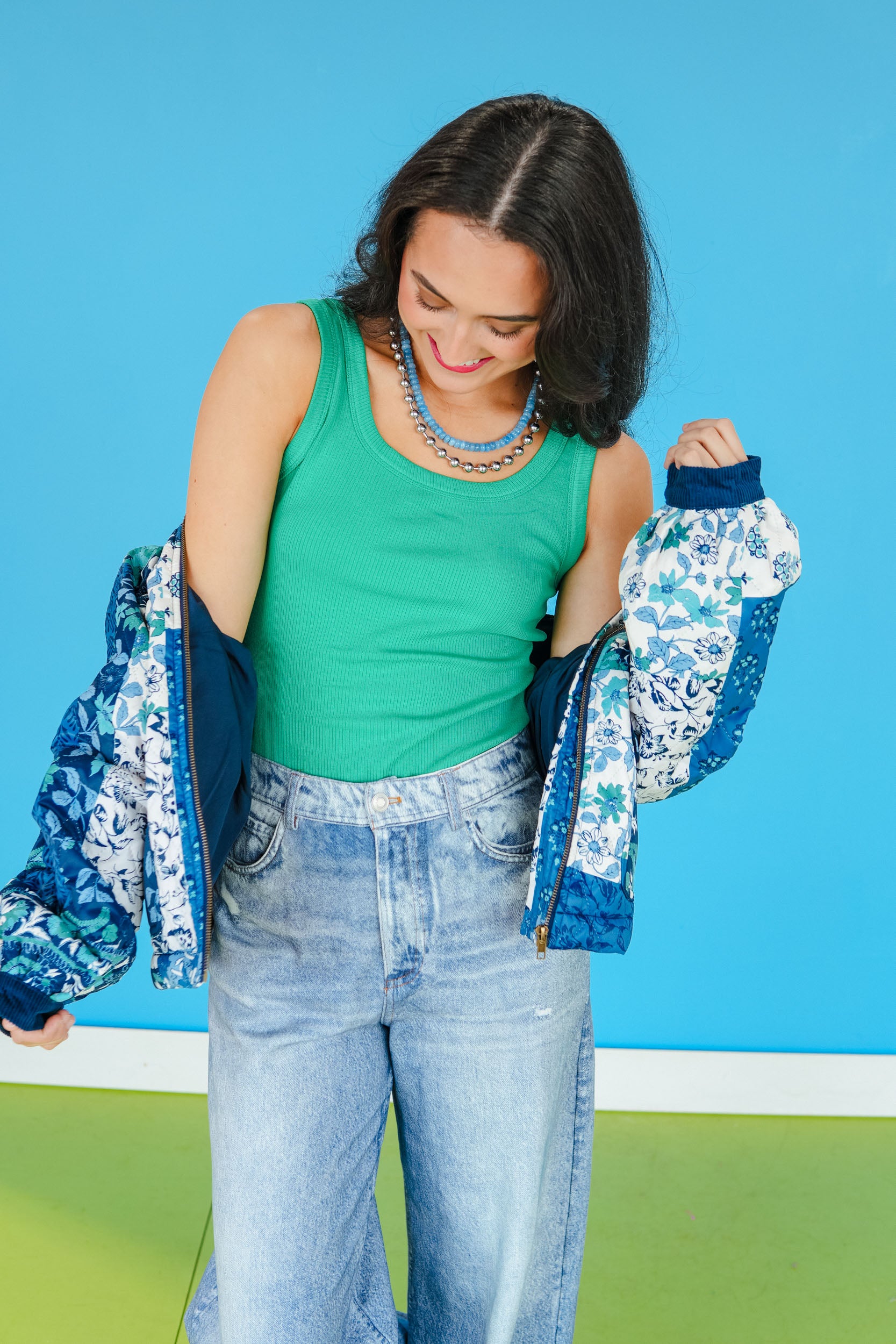 Ellison Ribbed Tank - Bright Green