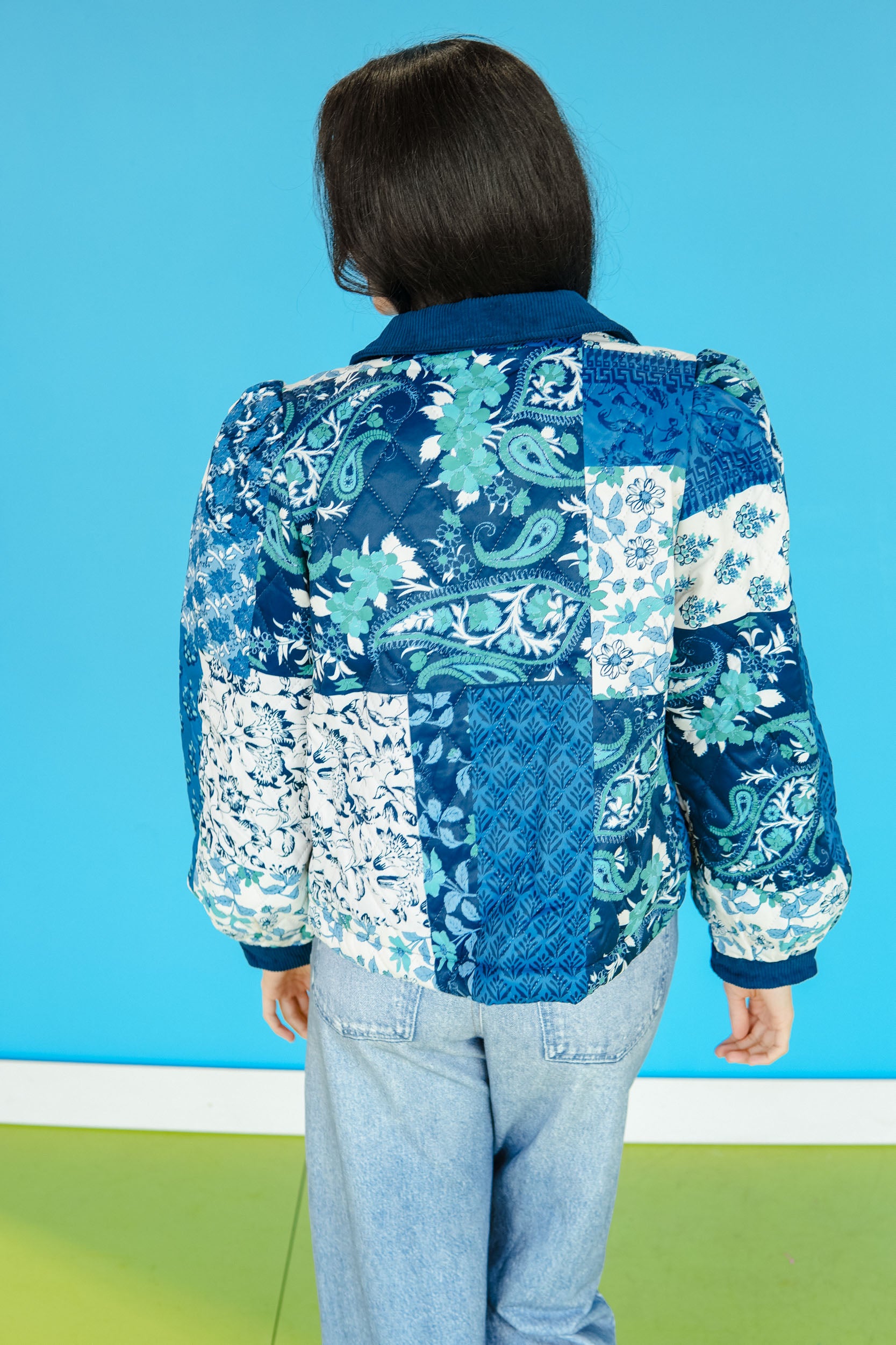 Weekend Plans Patchwork Jacket - Blue Combo