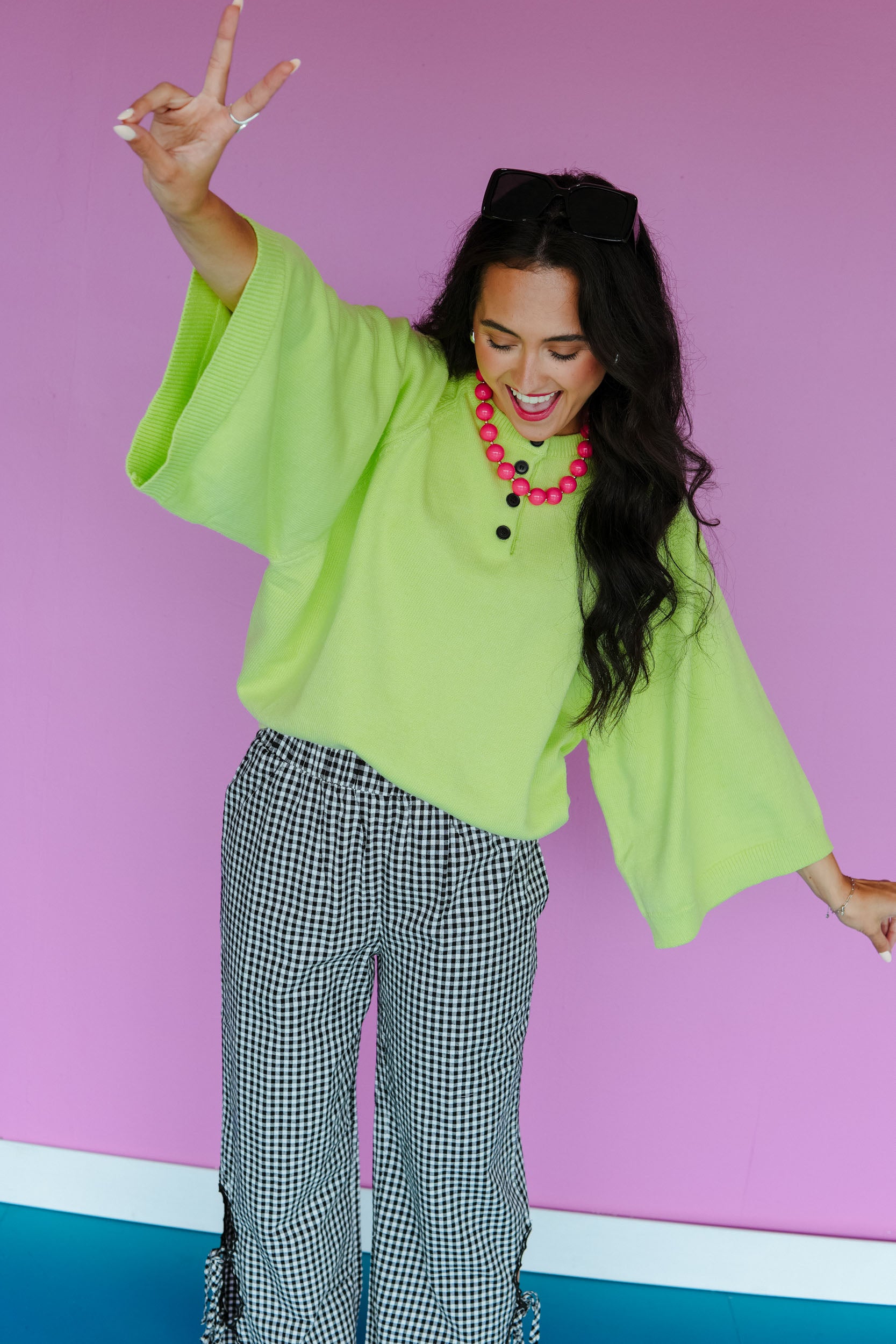 Vianney Henley Sweater - Bright Acid Yellow