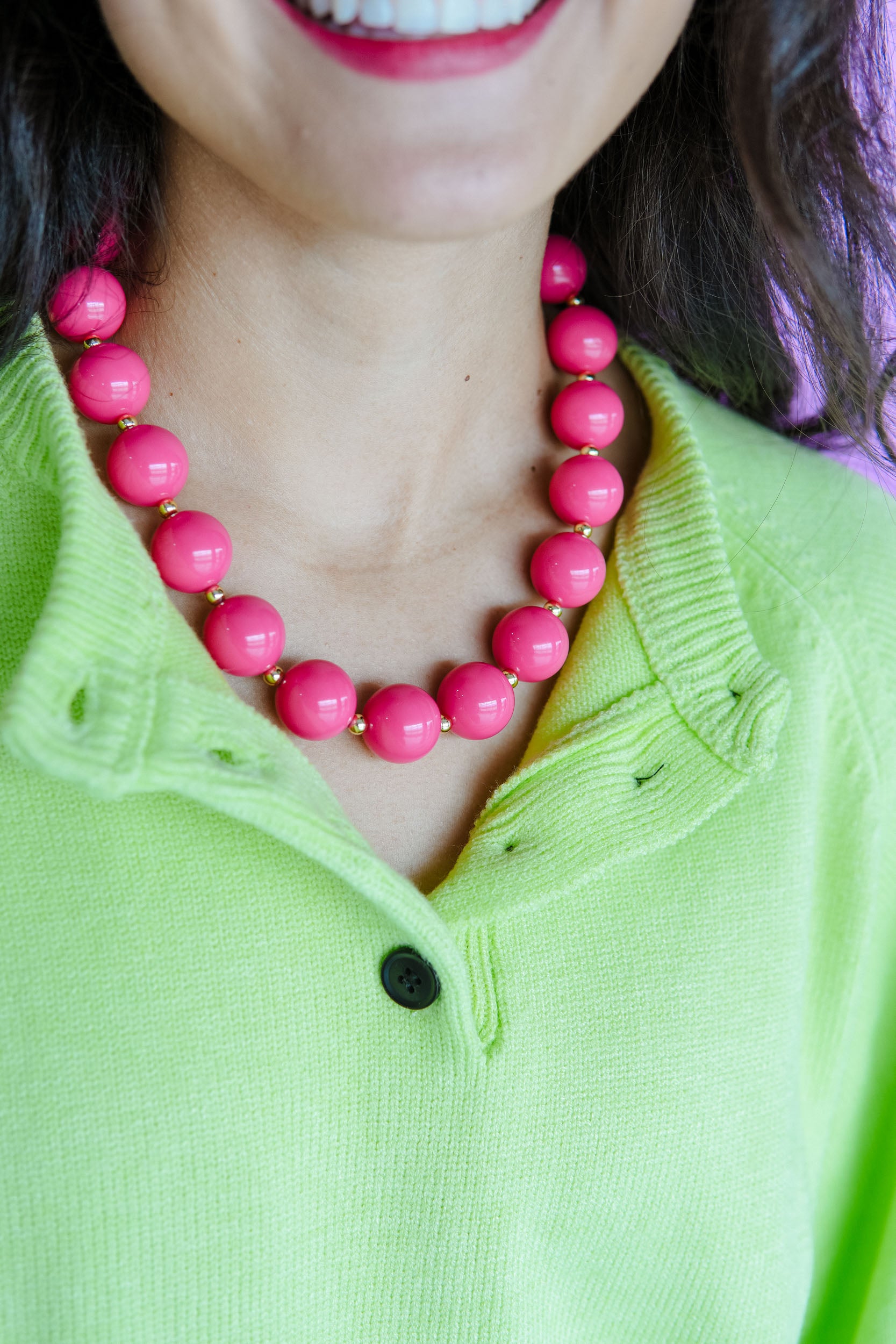 [Treasure Jewels] Berry Pop Necklace - Deep Raspberry