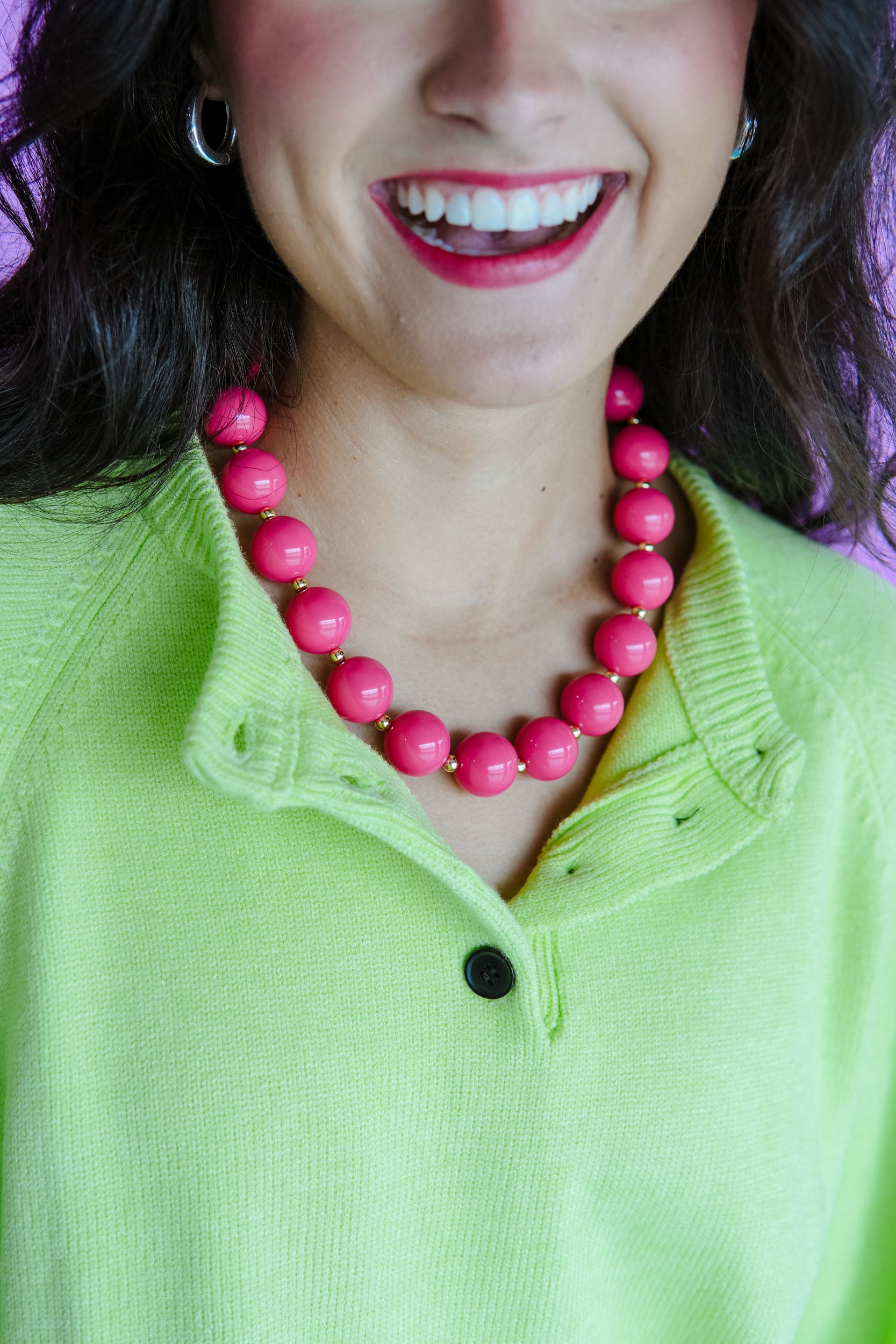 [Treasure Jewels] Berry Pop Necklace - Deep Raspberry