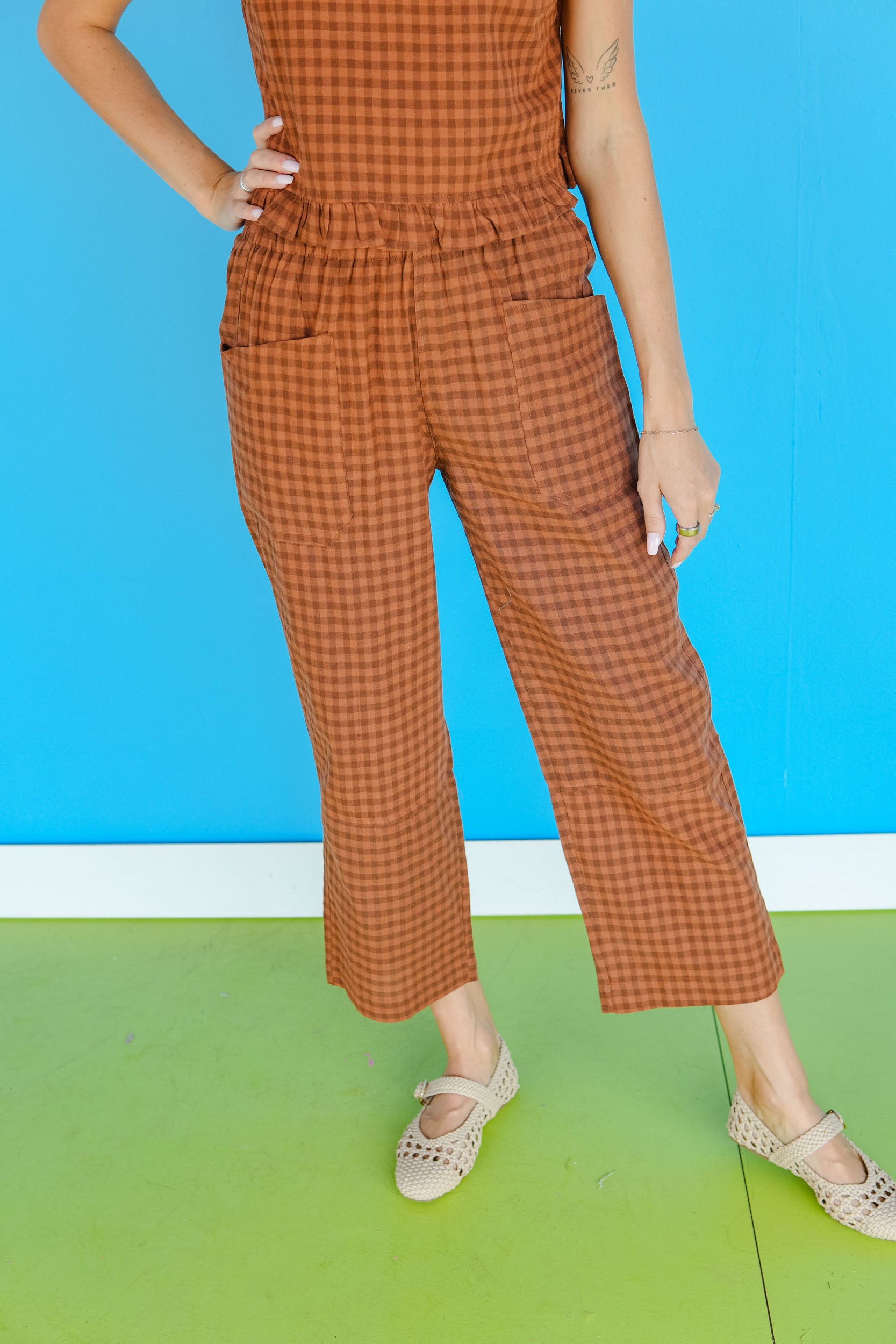 Fireside Checkered Pants - Warm Brown Combo