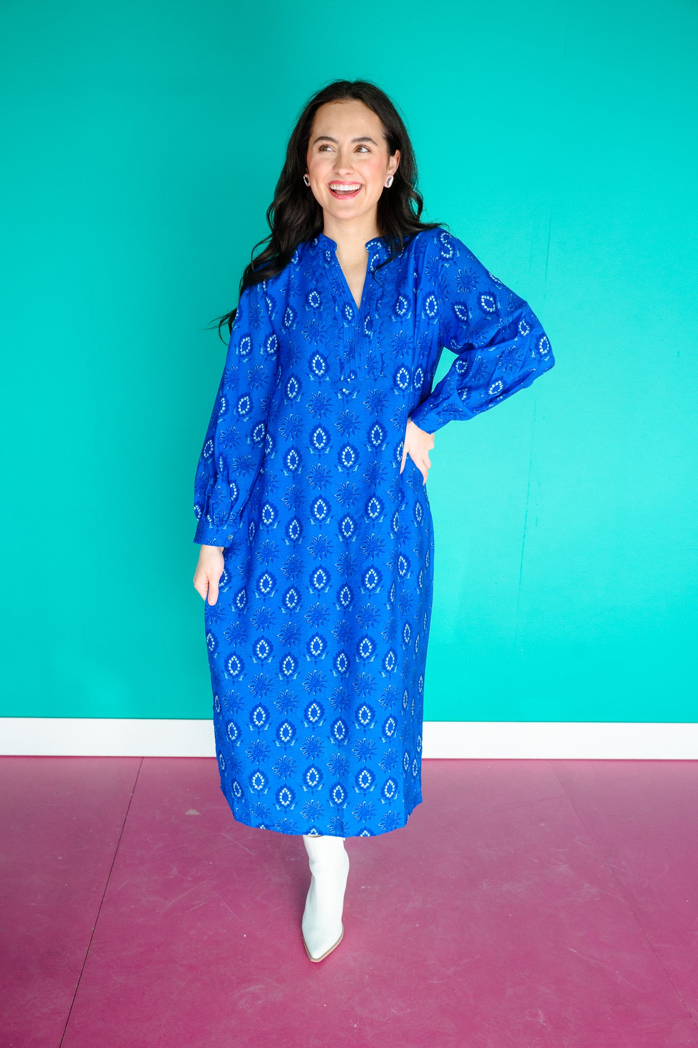 Hadleigh Midi Dress - Bright Blue Bright Blue - Spring / Summer / Winter / Large Hadleigh Midi Dress - Bright Blue Bright Blue - Spring / Summer / Winter / Large