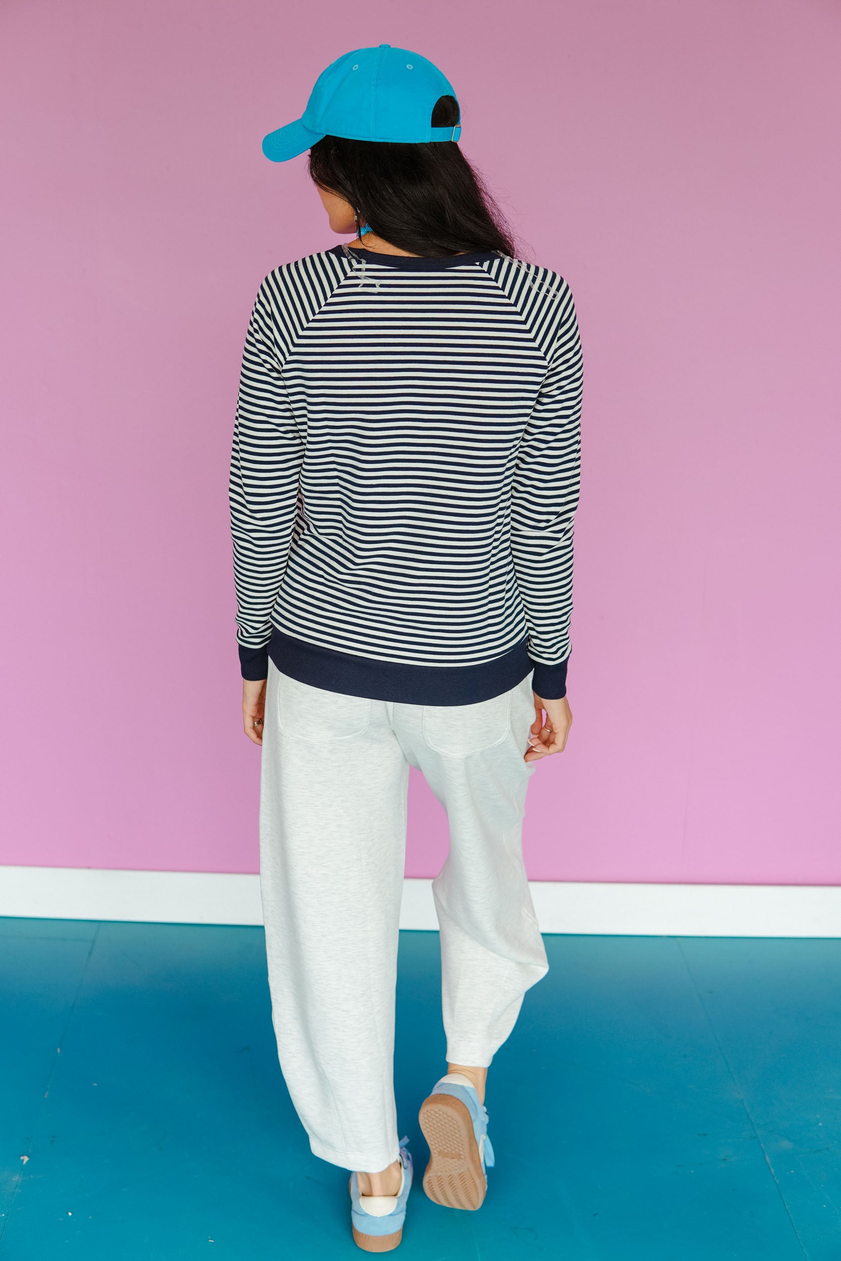 Out of the Blue Striped Sweater - Dark Navy + White