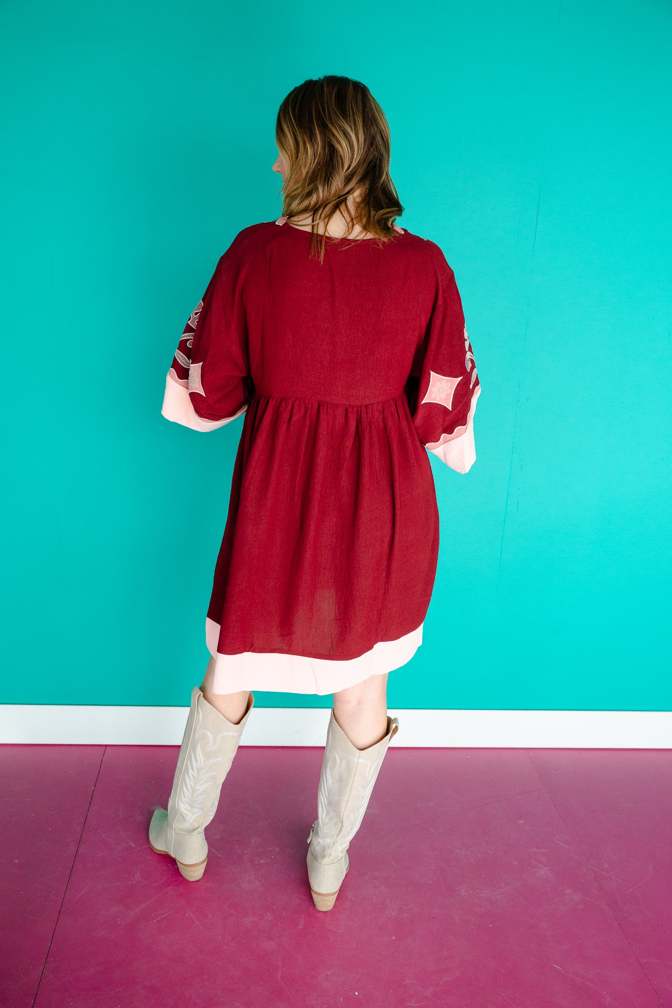 Cory V-Neck Babydoll Dress - Olive + Mustard