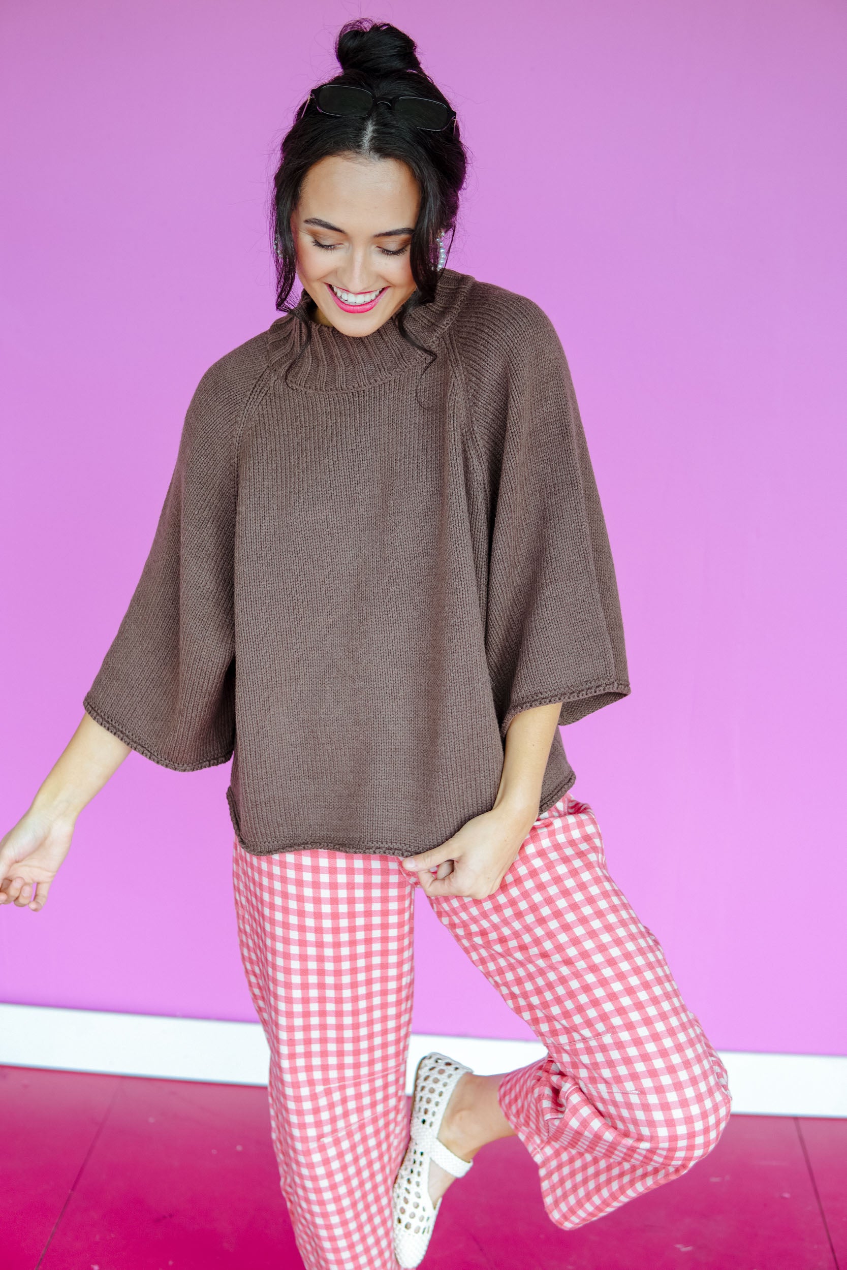 Cedarwood Mock Neck Sweater - Rose Brown/Coffee