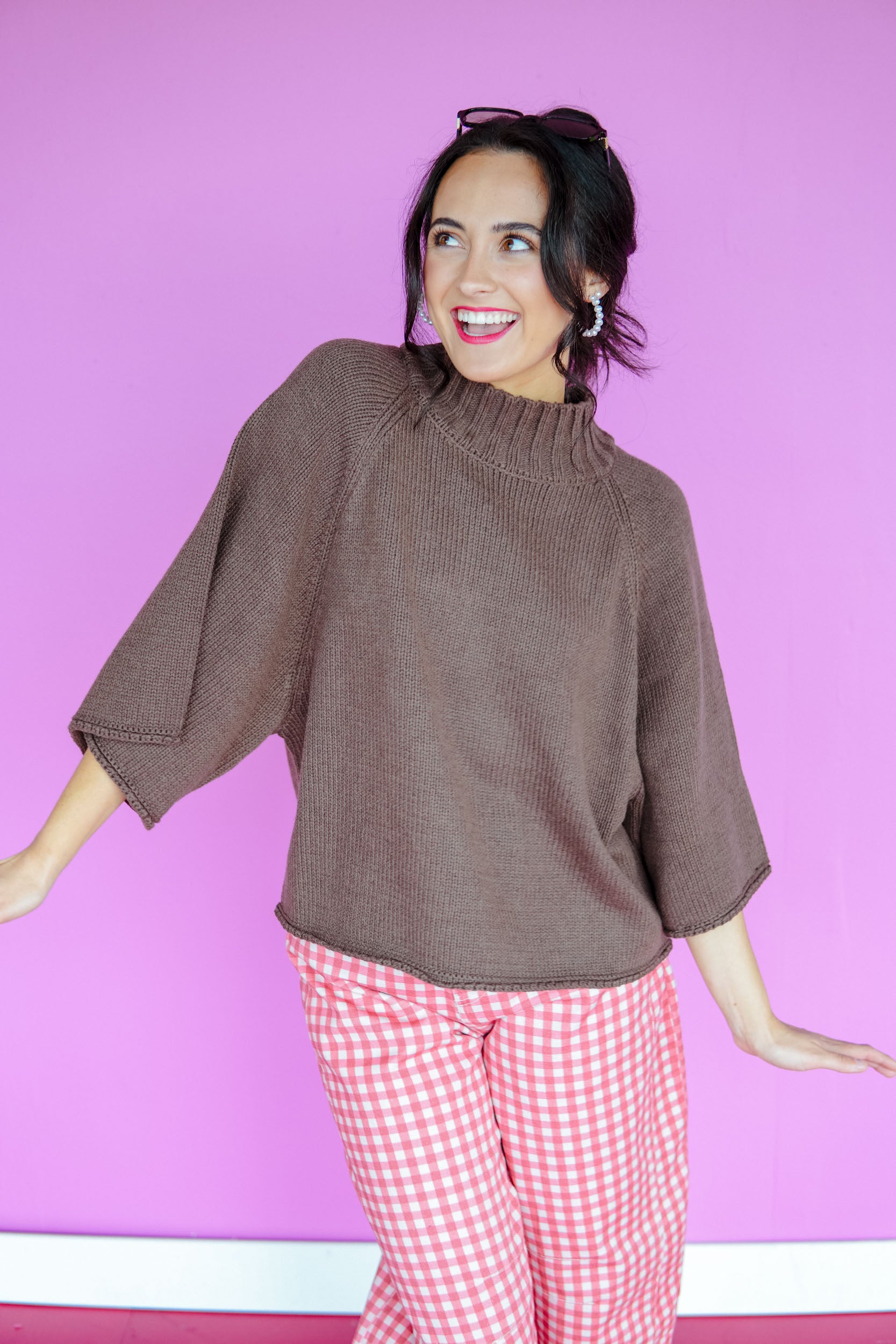 Cedarwood Mock Neck Sweater - Rose Brown/Coffee