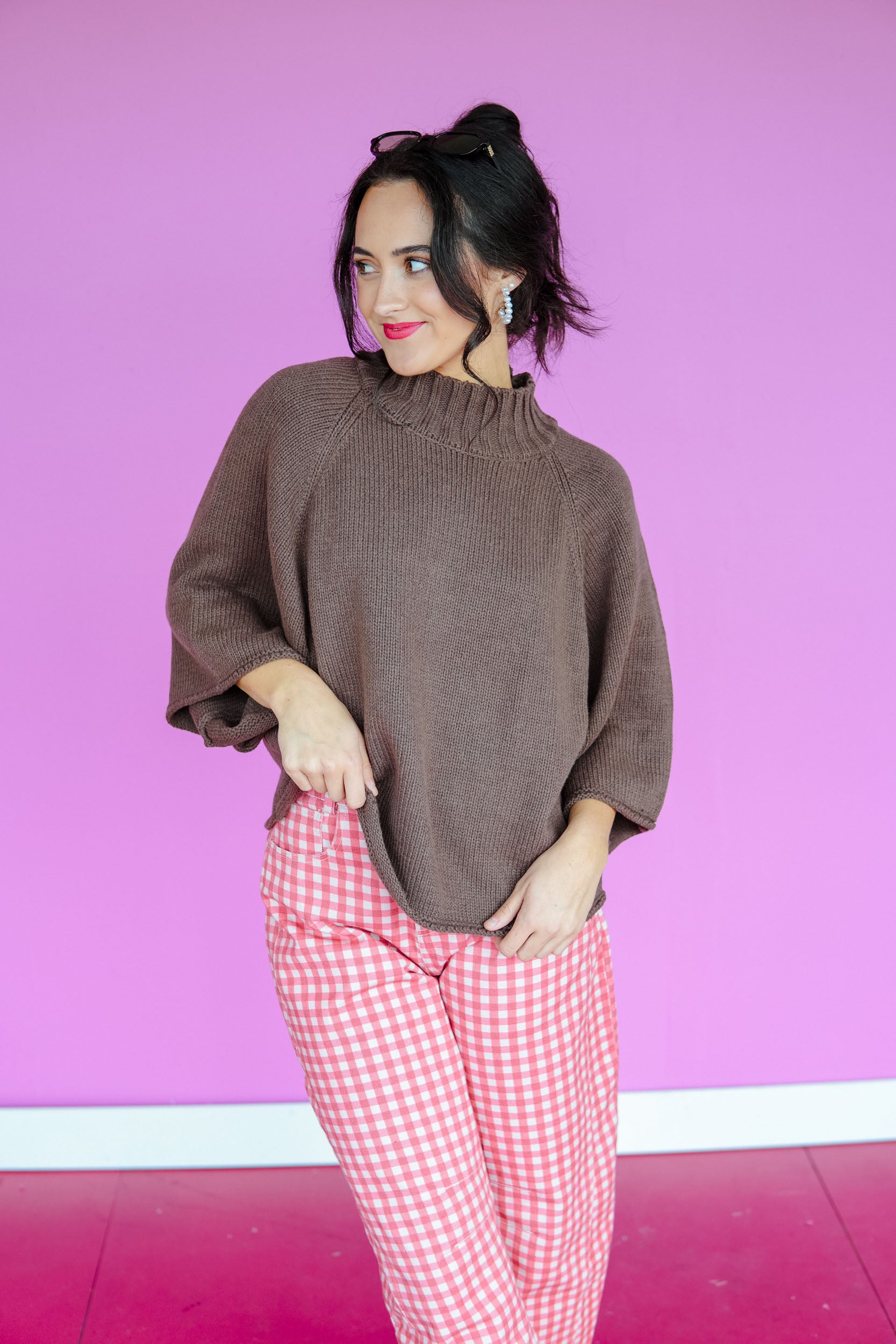 Cedarwood Mock Neck Sweater - Rose Brown/Coffee