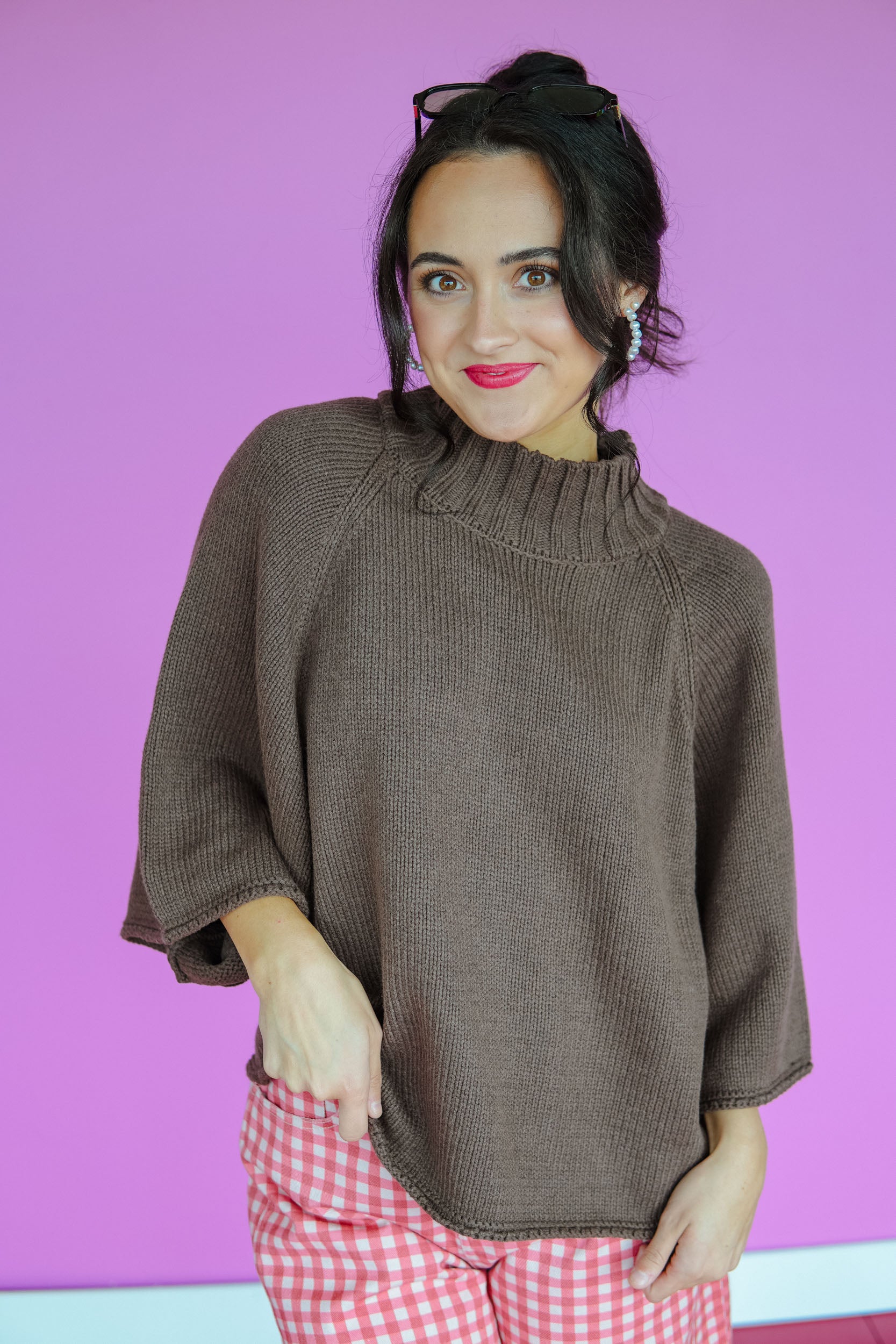 Cedarwood Mock Neck Sweater - Rose Brown/Coffee