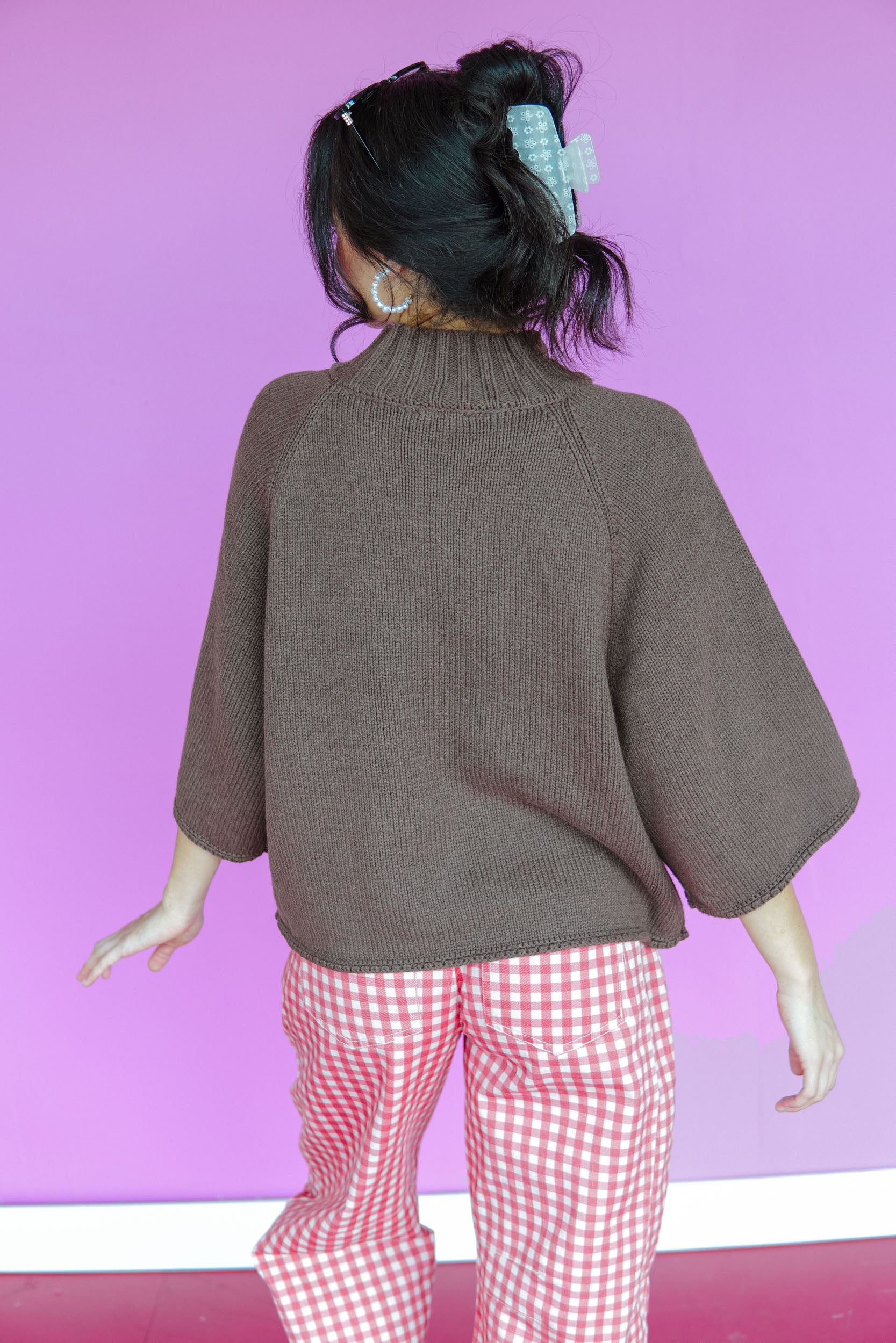 Cedarwood Mock Neck Sweater - Rose Brown/Coffee