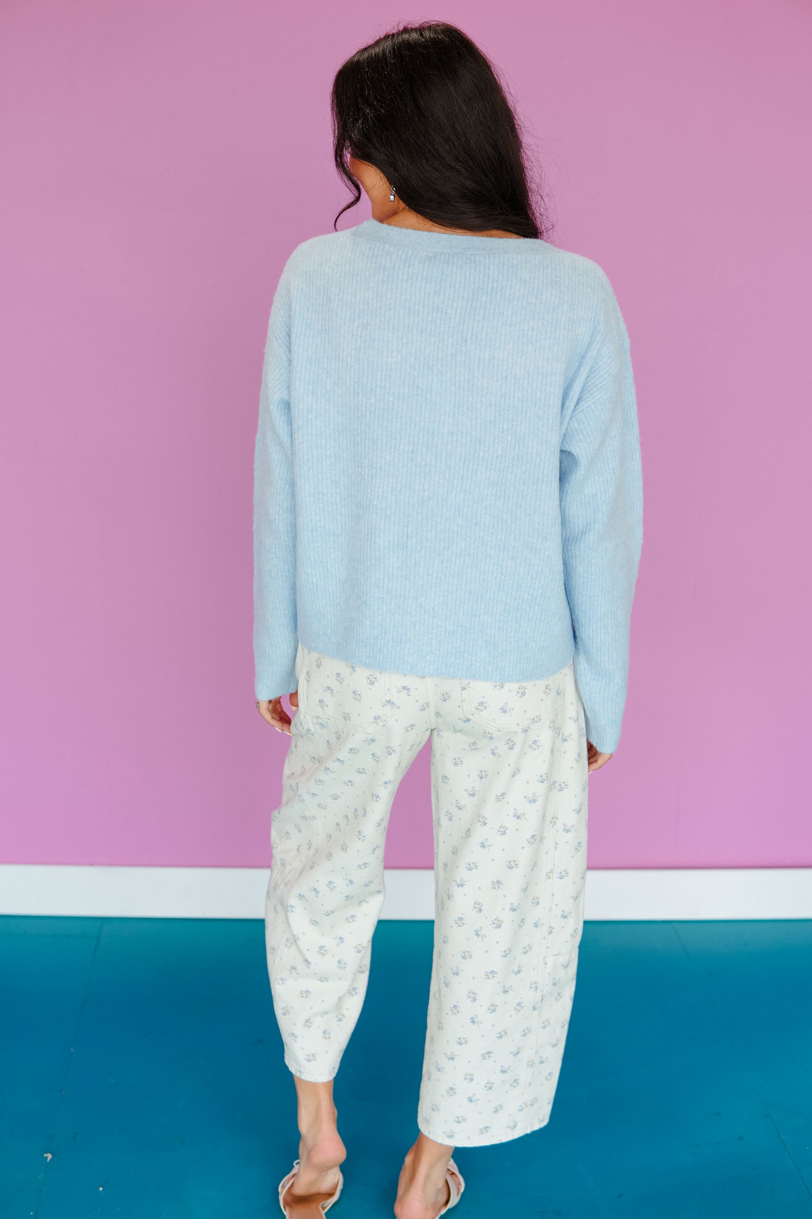 Zola V-Neck Cardigan - Ice Hyacinth