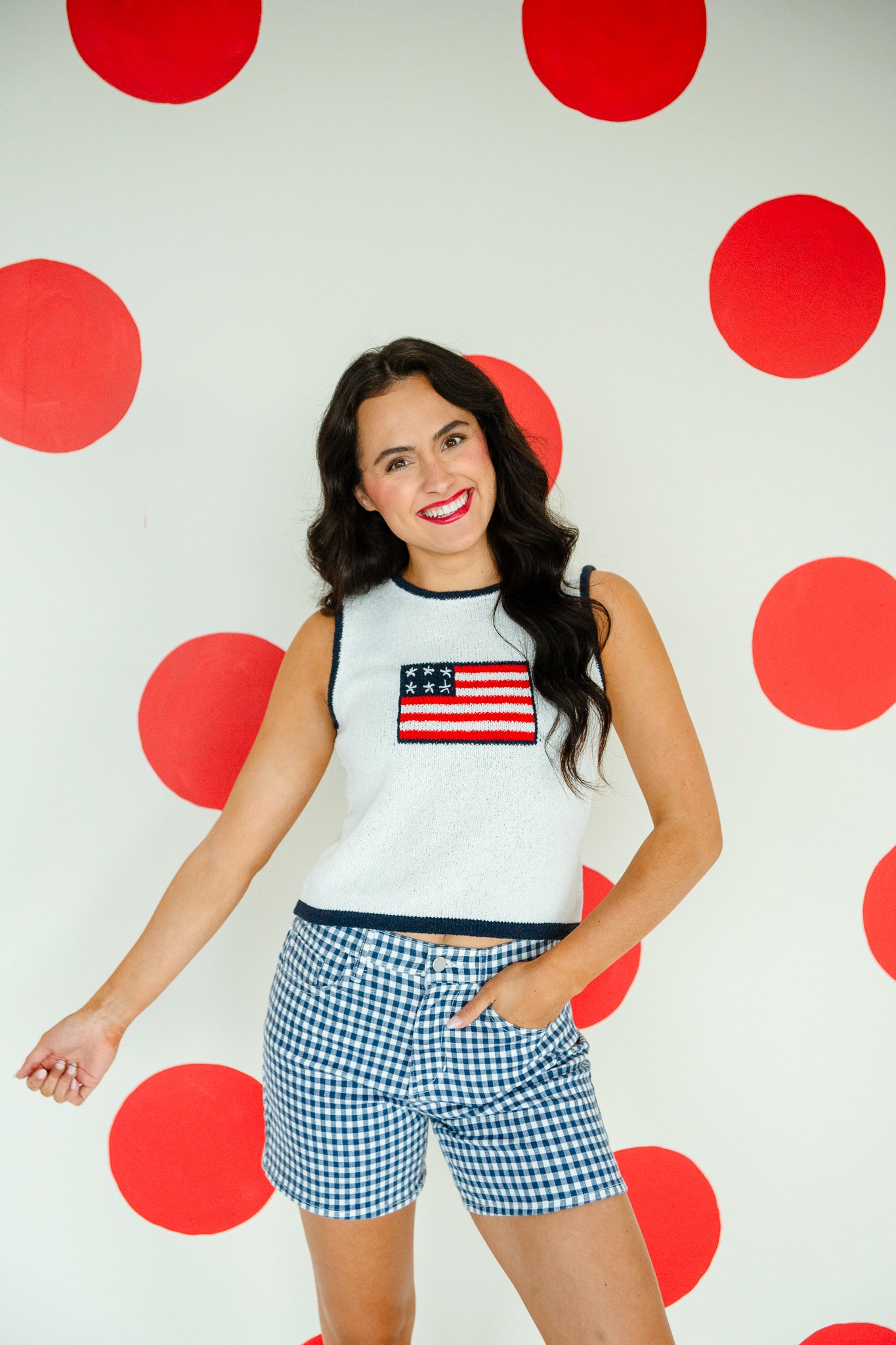 Old Glory Knit Tank - Cool White + Navy
