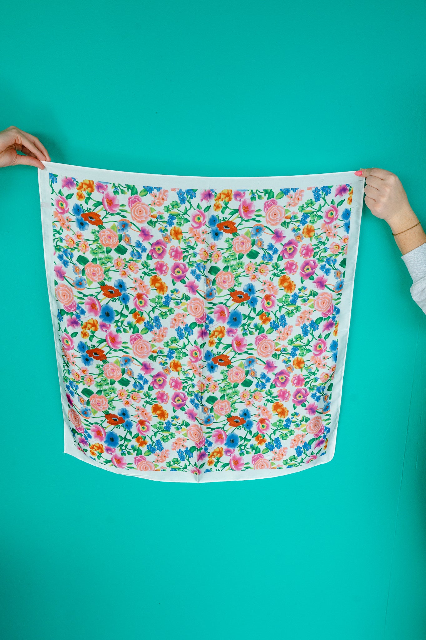 Colette Floral Silky Bandana Scarf - Multi