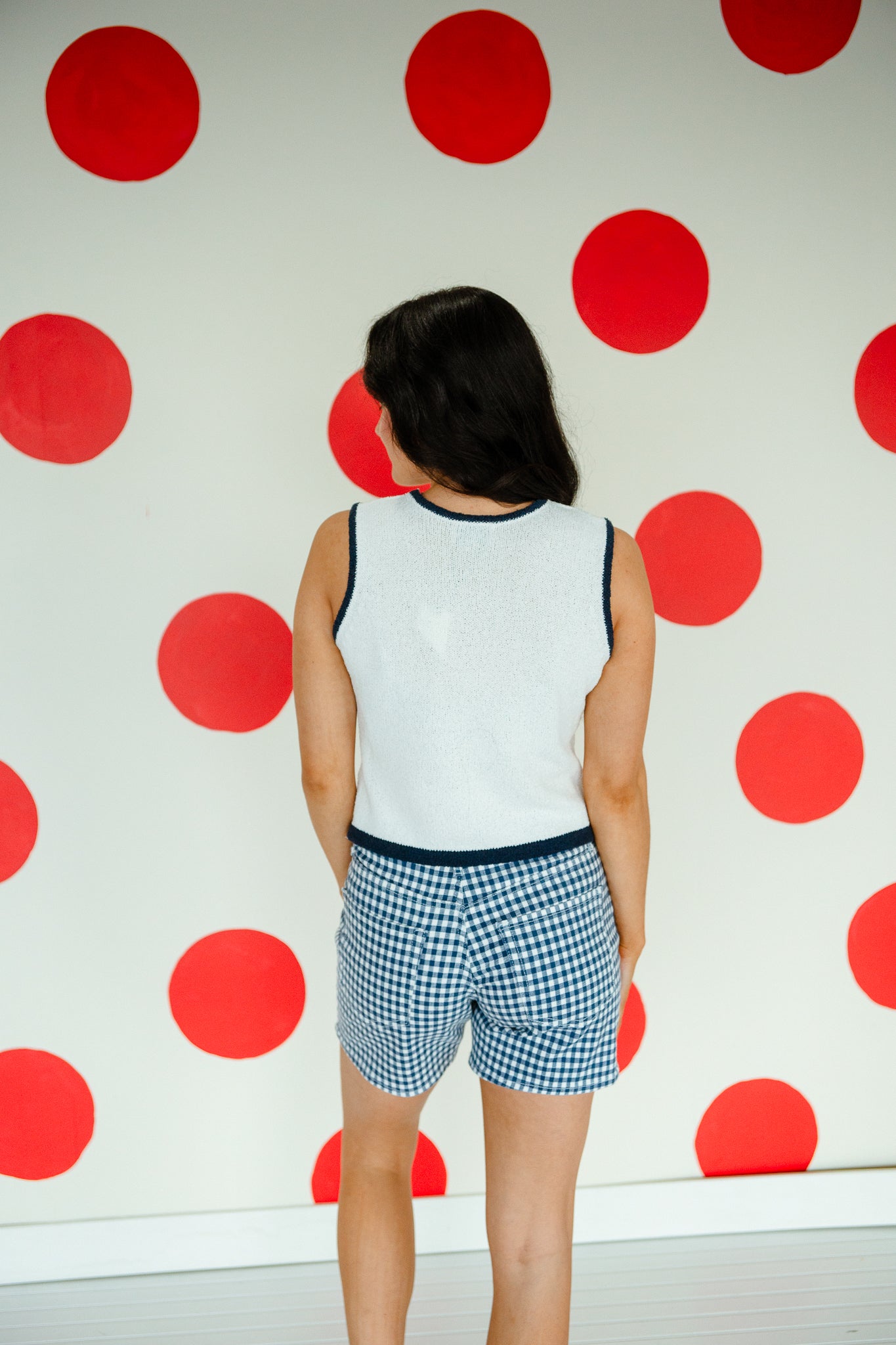 Old Glory Knit Tank - Cool White + Navy