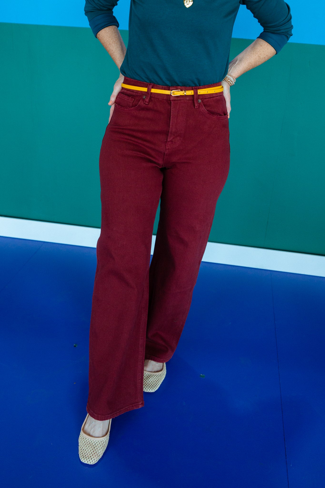 Meredith High Rise Wide Leg Pants - Mahogany