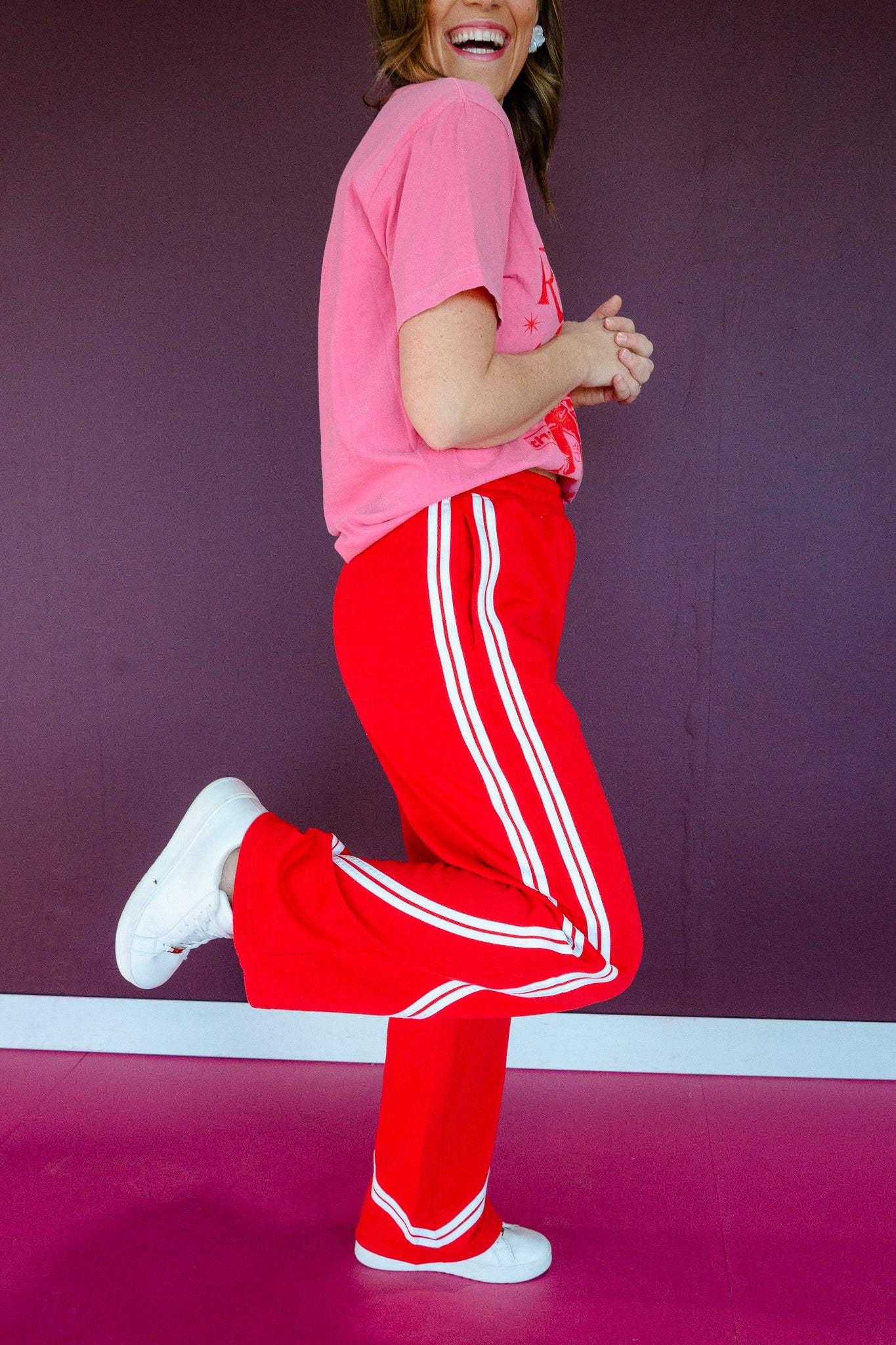 Indy Cotton Side Stripes Pants - True Red