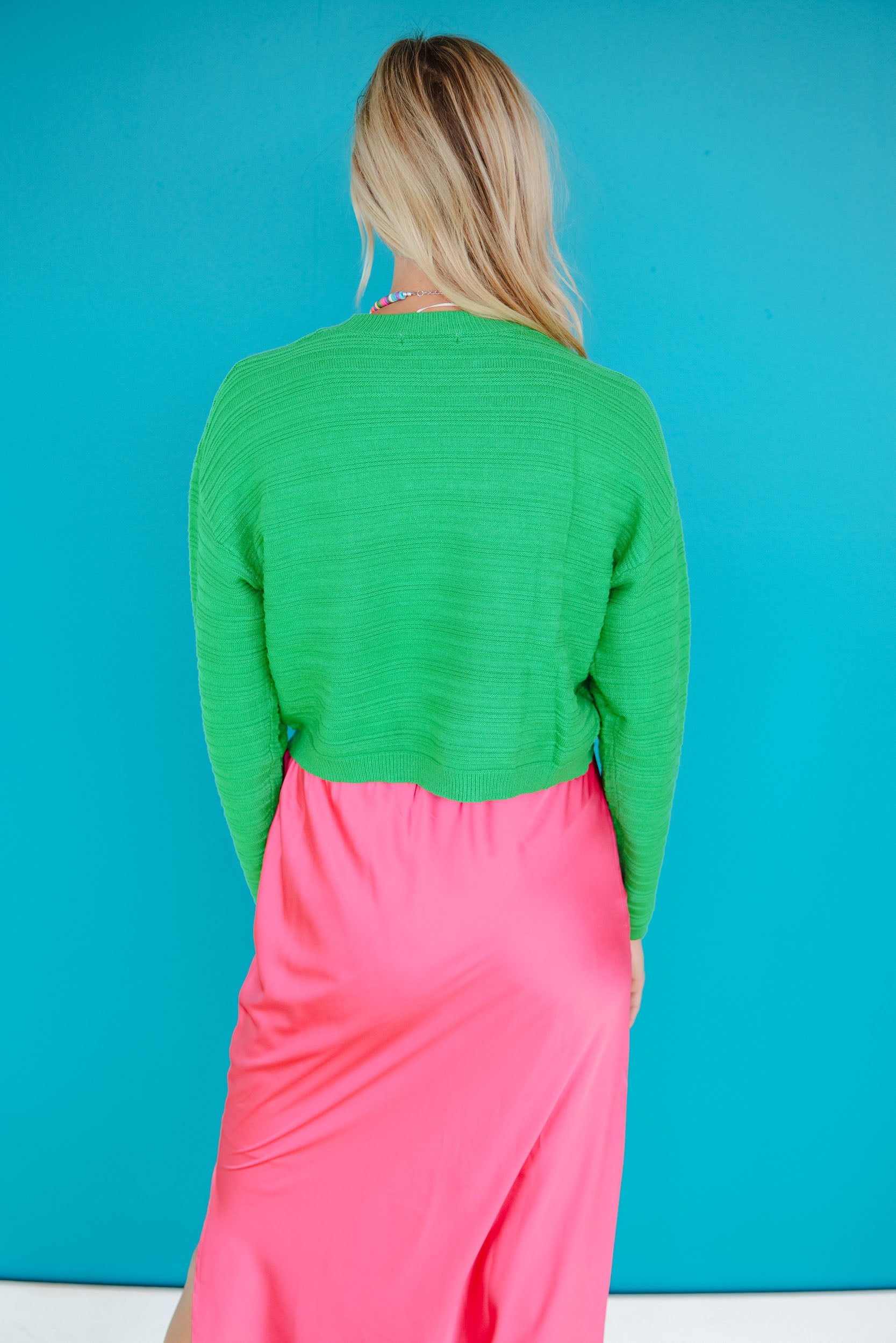 Better in Brights Textured Sweater - Leaf Green