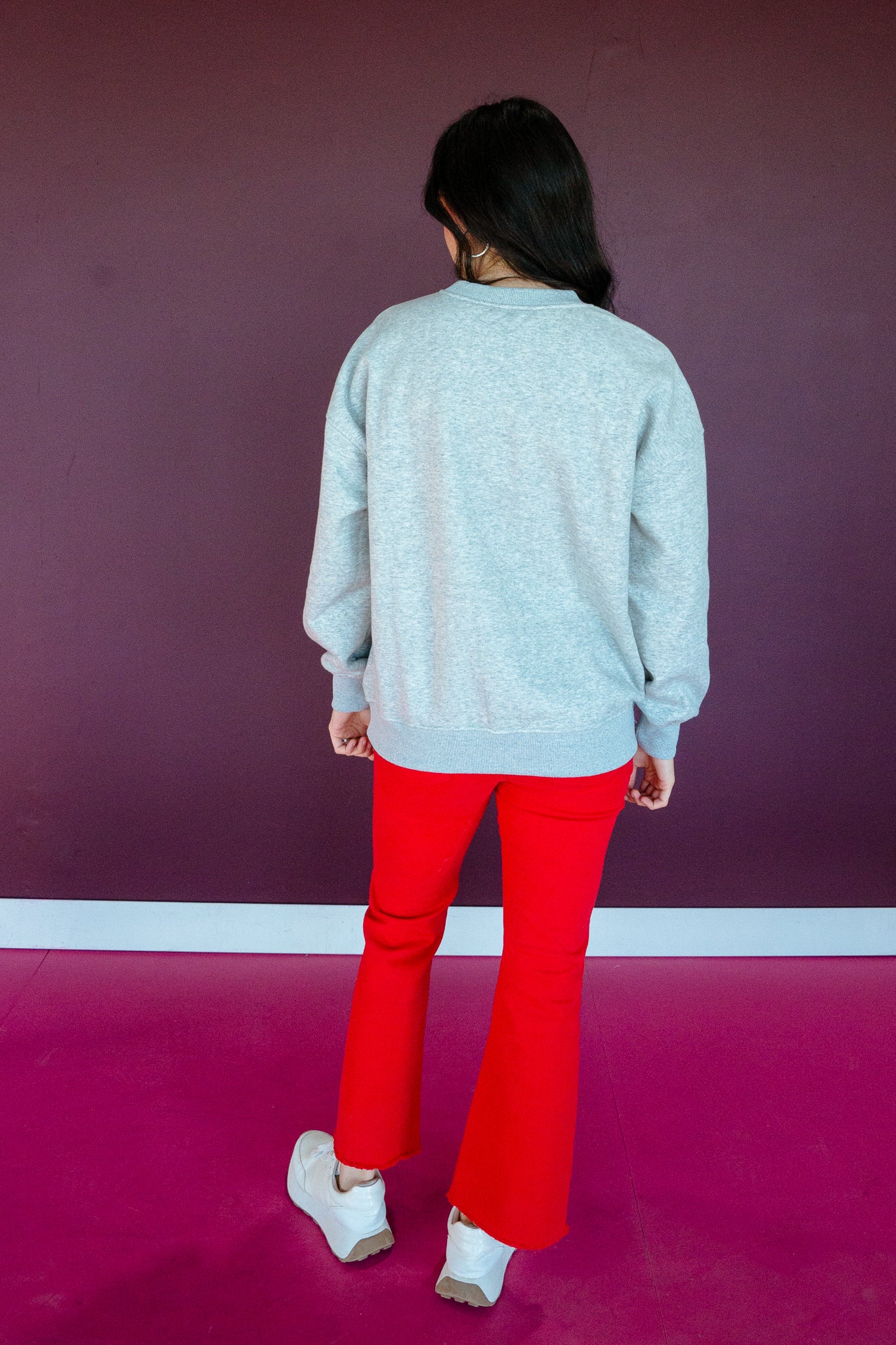 Mistletoe Mimosa Crewneck Sweatshirt - Dove Grey