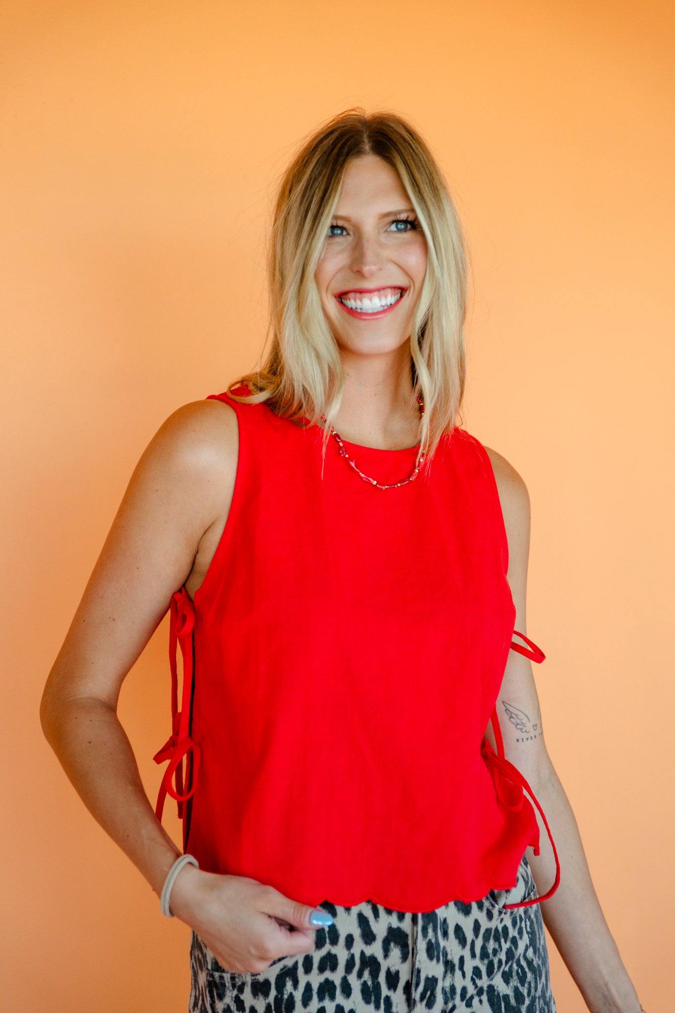 Hadley Side-Tie Tank - True Red