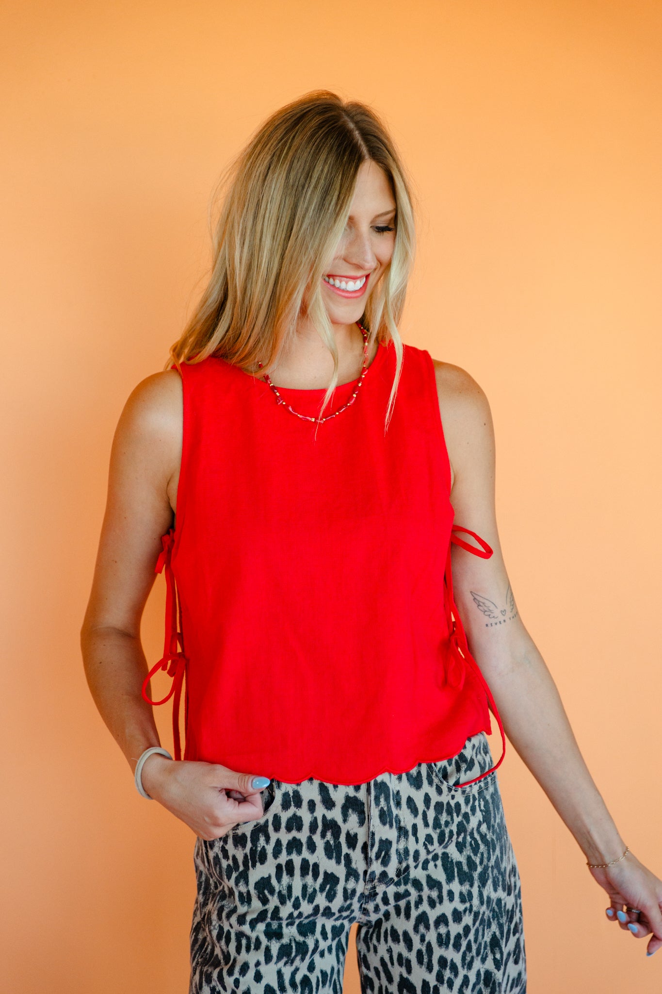 Hadley Side-Tie Tank - True Red