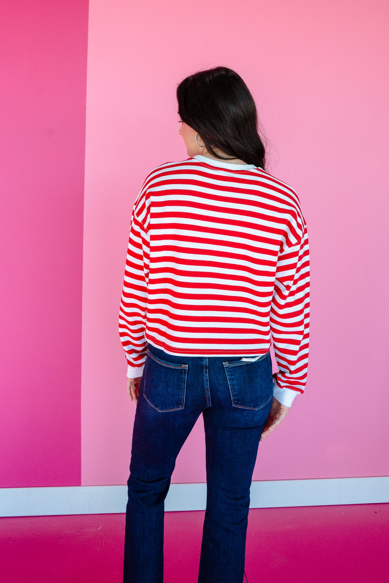 Merilee Striped Long Sleeve - Cool Red + White