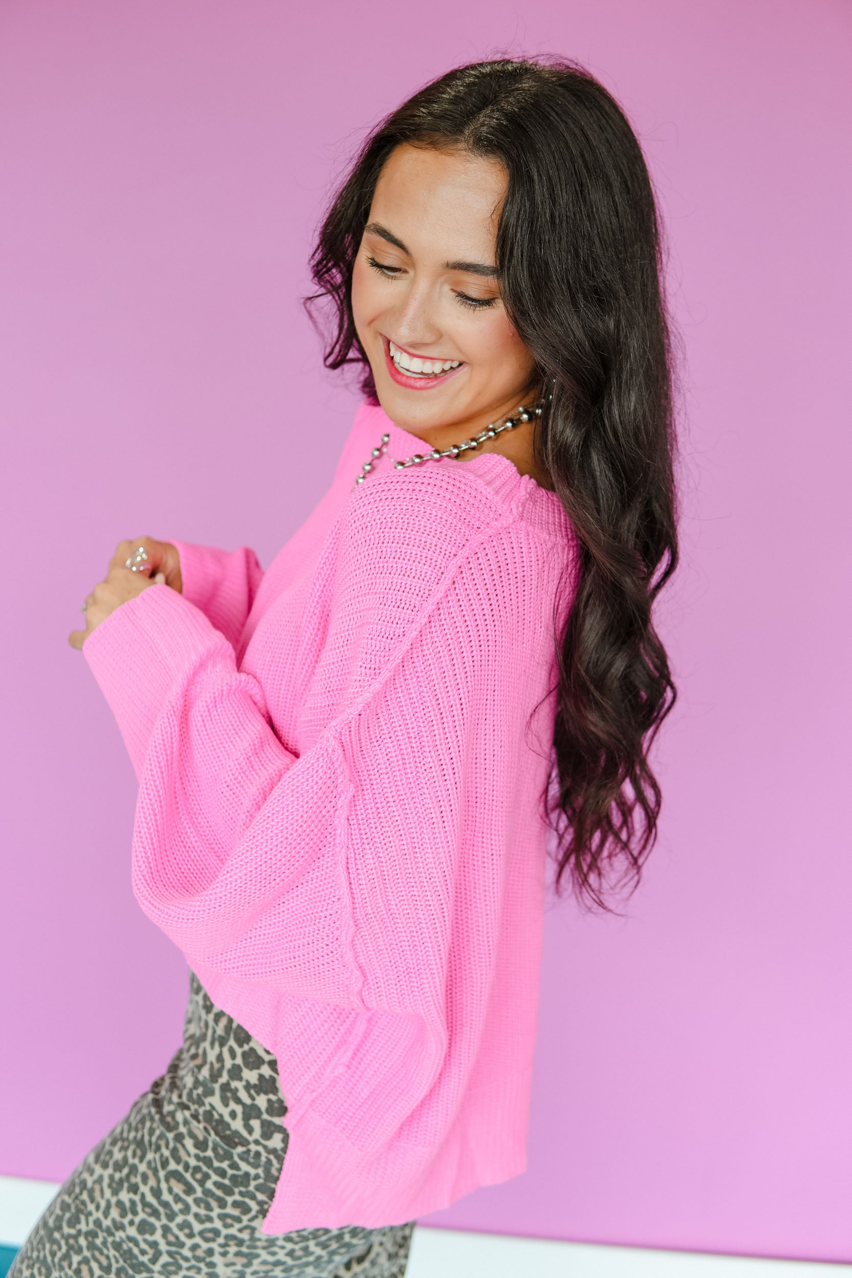 Pink State of Mind Sweater - Bright Shocking Pink