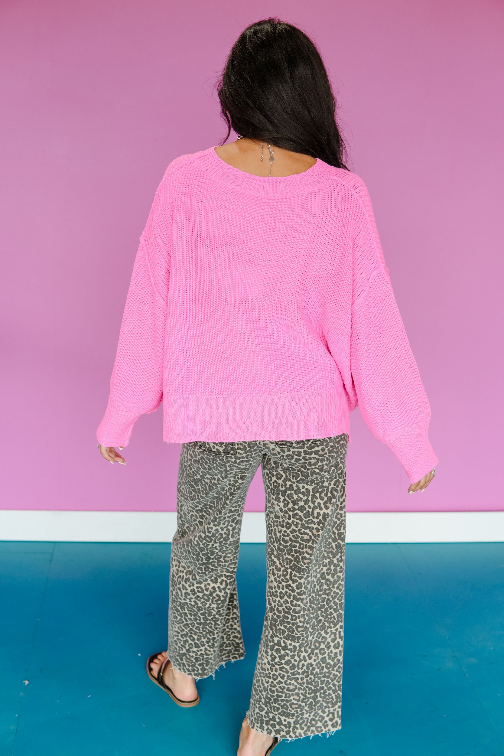 Pink State of Mind Sweater - Bright Shocking Pink